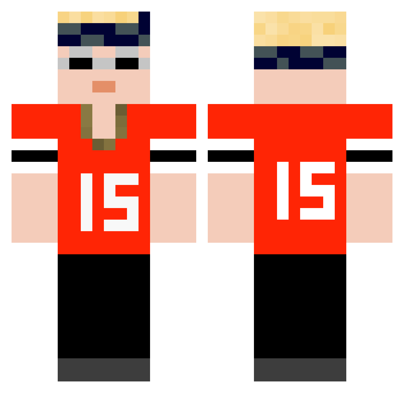 Zrebak420 Minecraft skin, front and back view