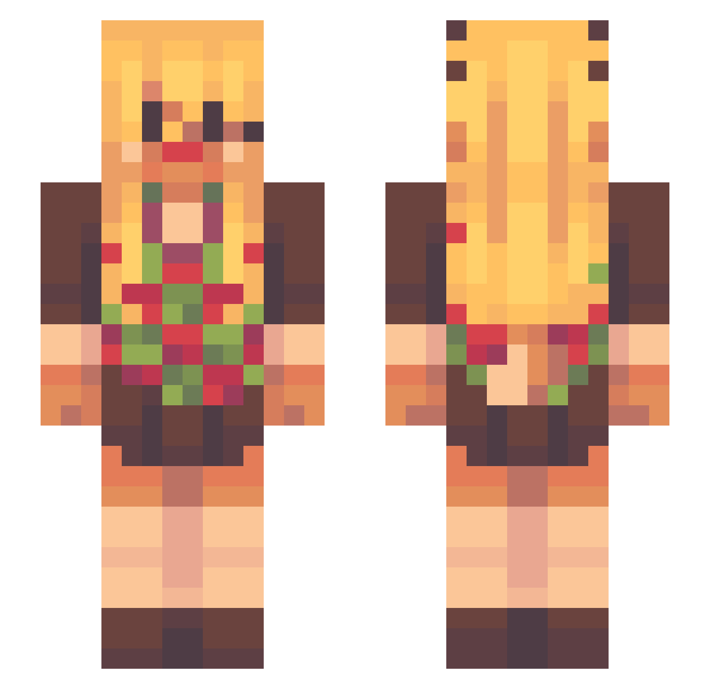 2match2 Minecraft skin, front and back view