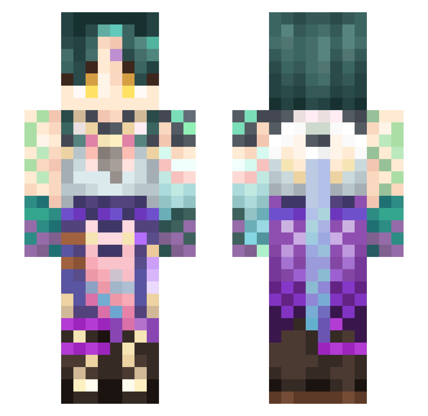 NrvA2f Minecraft skin, front and back view