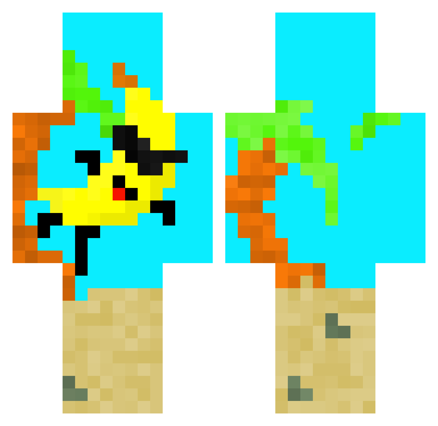 SpLaShMoRs Minecraft skin, front and back view