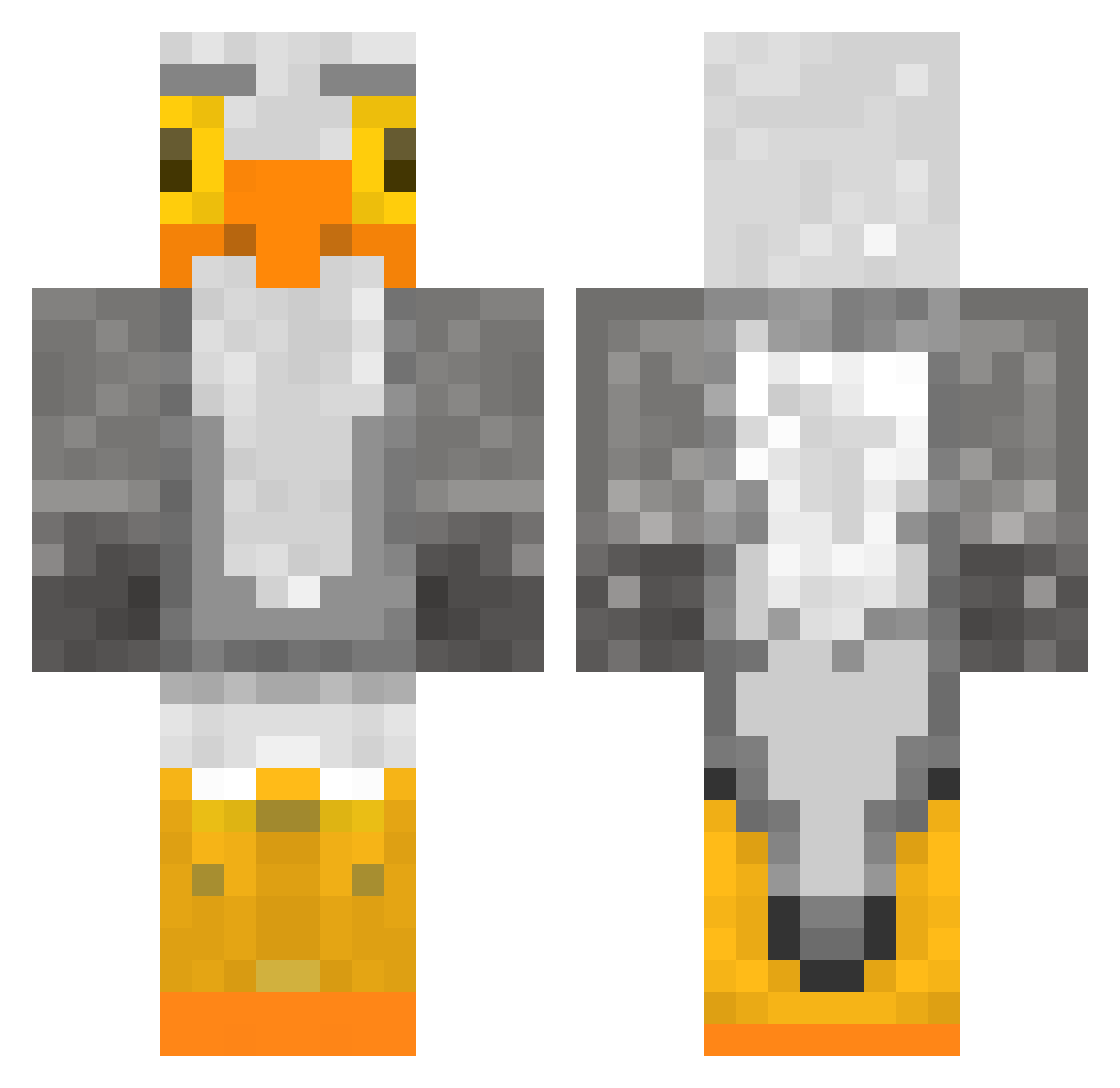 LethalSeagull Minecraft skin, front and back view