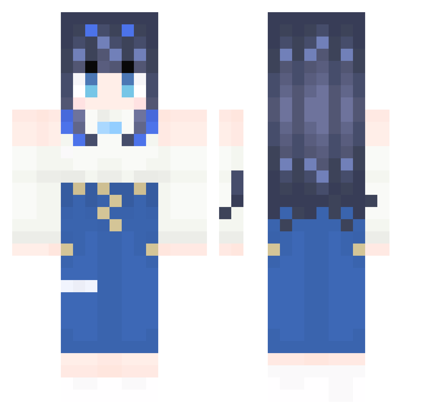 Aloneeee3 Minecraft skin, front and back view