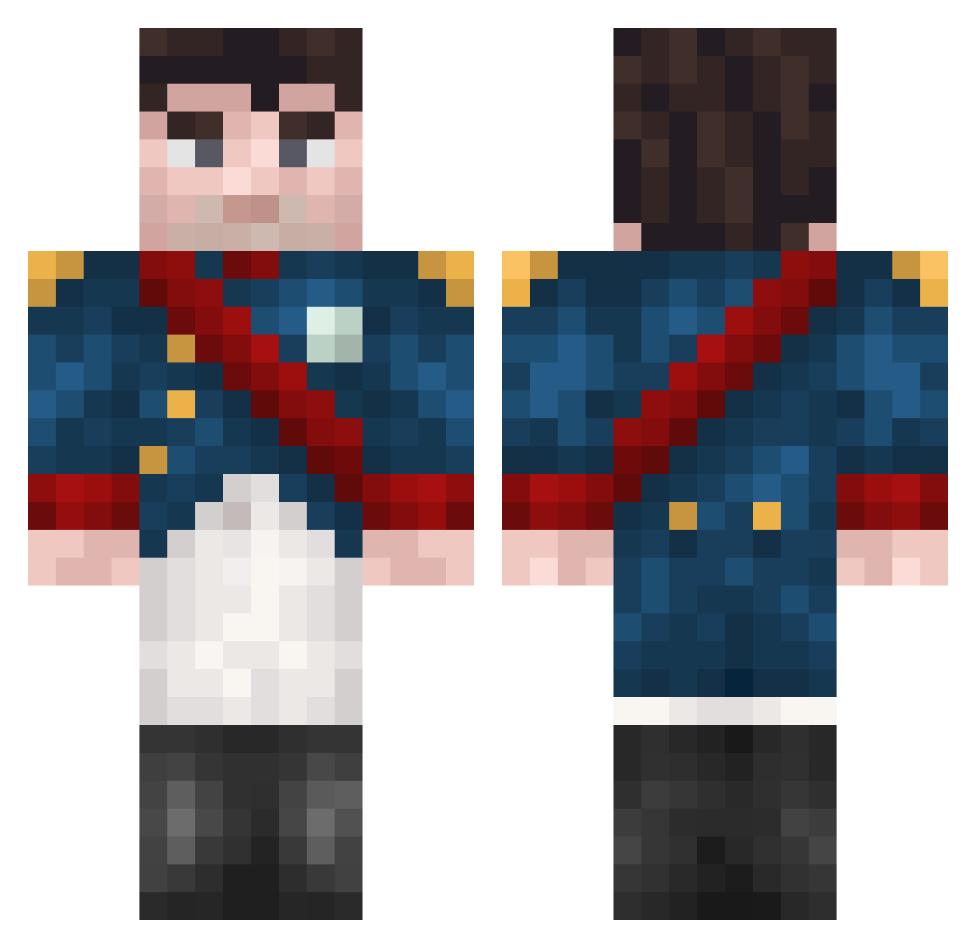 ClumsyNinjaAlex Minecraft skin, front and back view