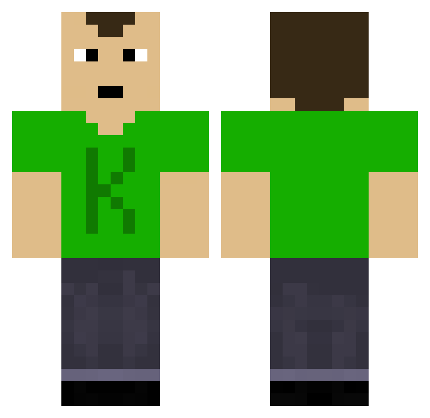 THEP4P3R Minecraft skin, front and back view