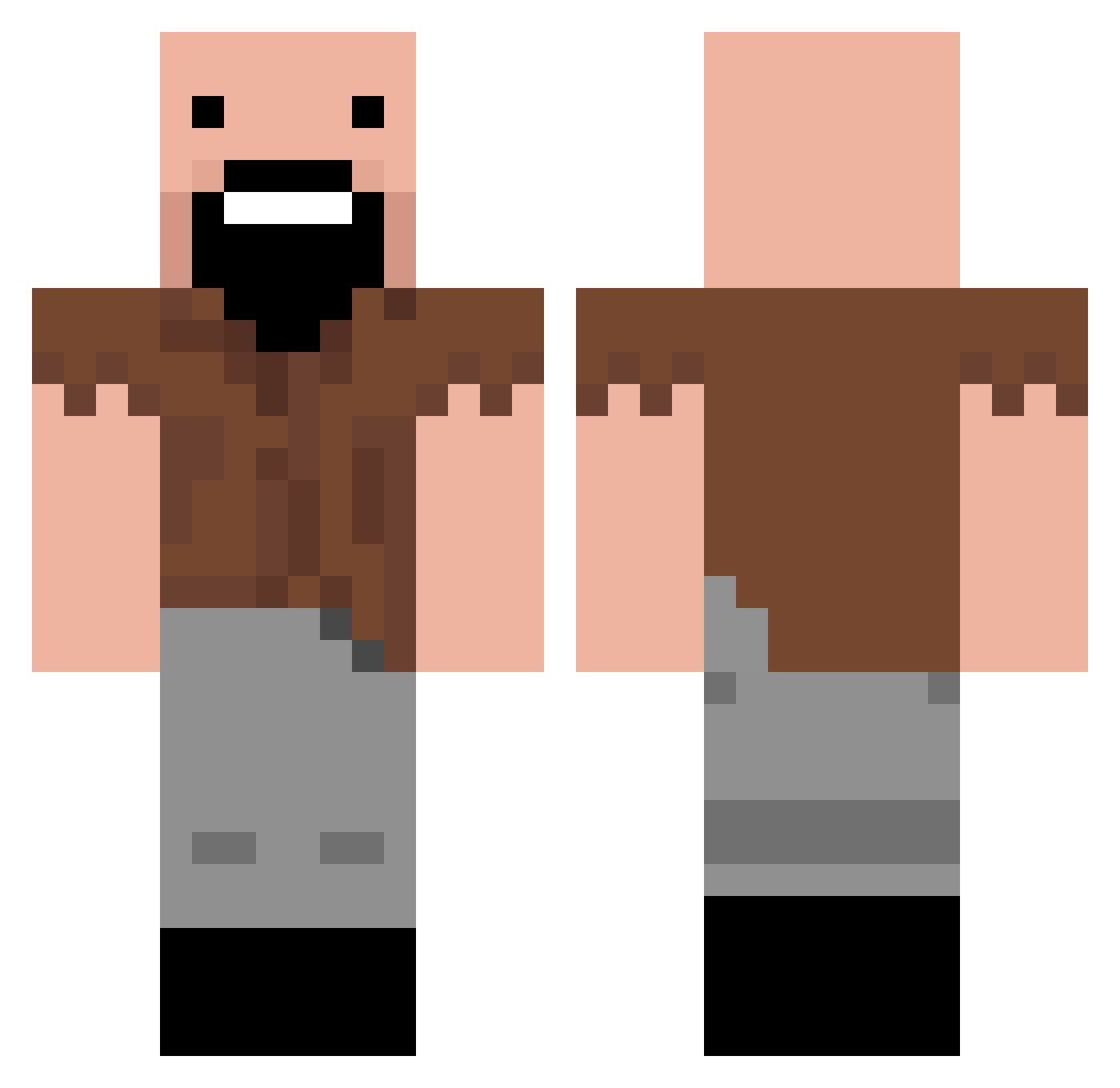 KoebXD Minecraft skin, front and back view