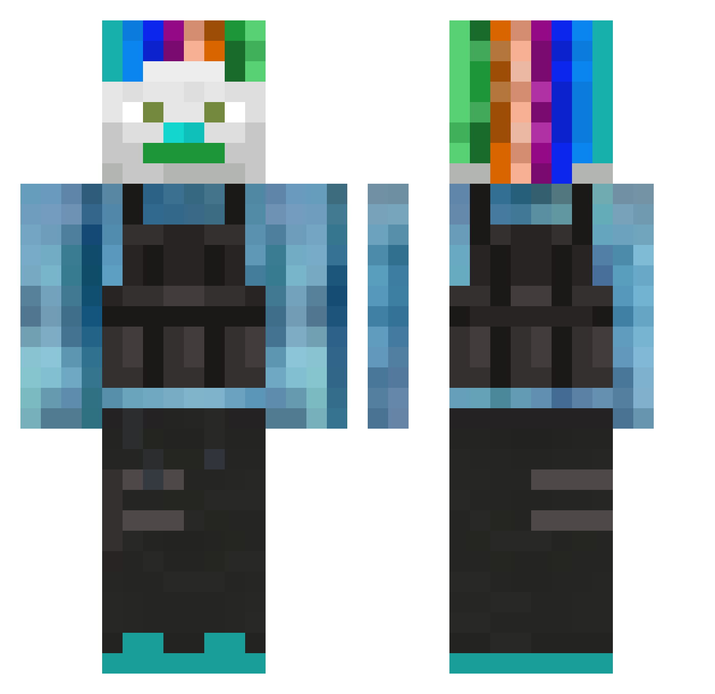 weyon Minecraft skin, front and back view
