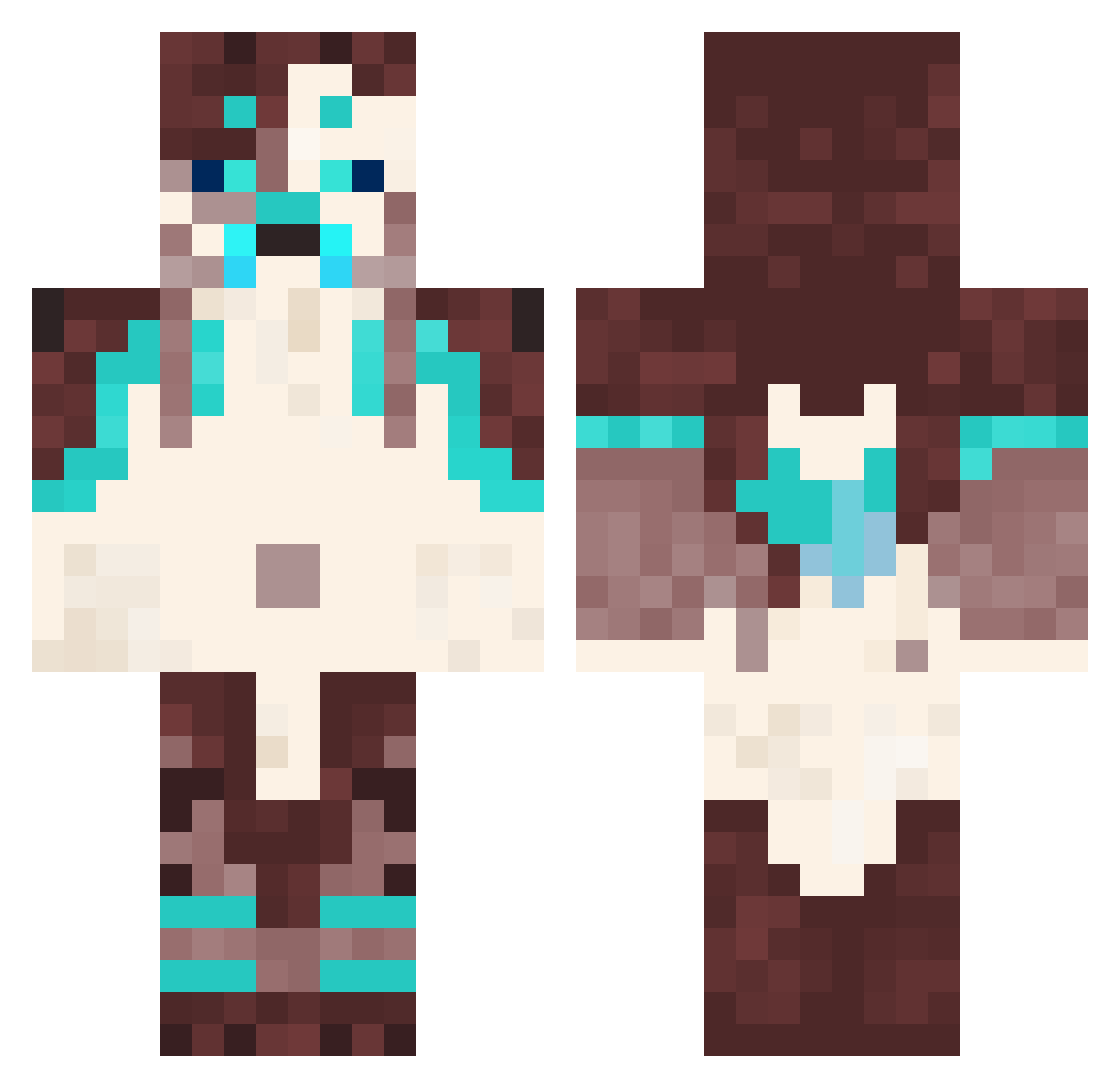 Skythewolf10 Minecraft skin, front and back view