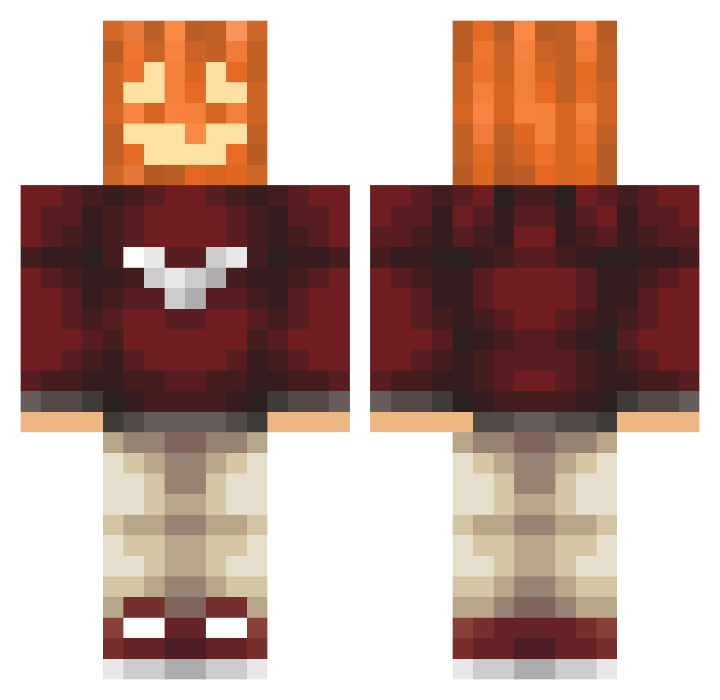 TheBigFusker Minecraft skin, front and back view