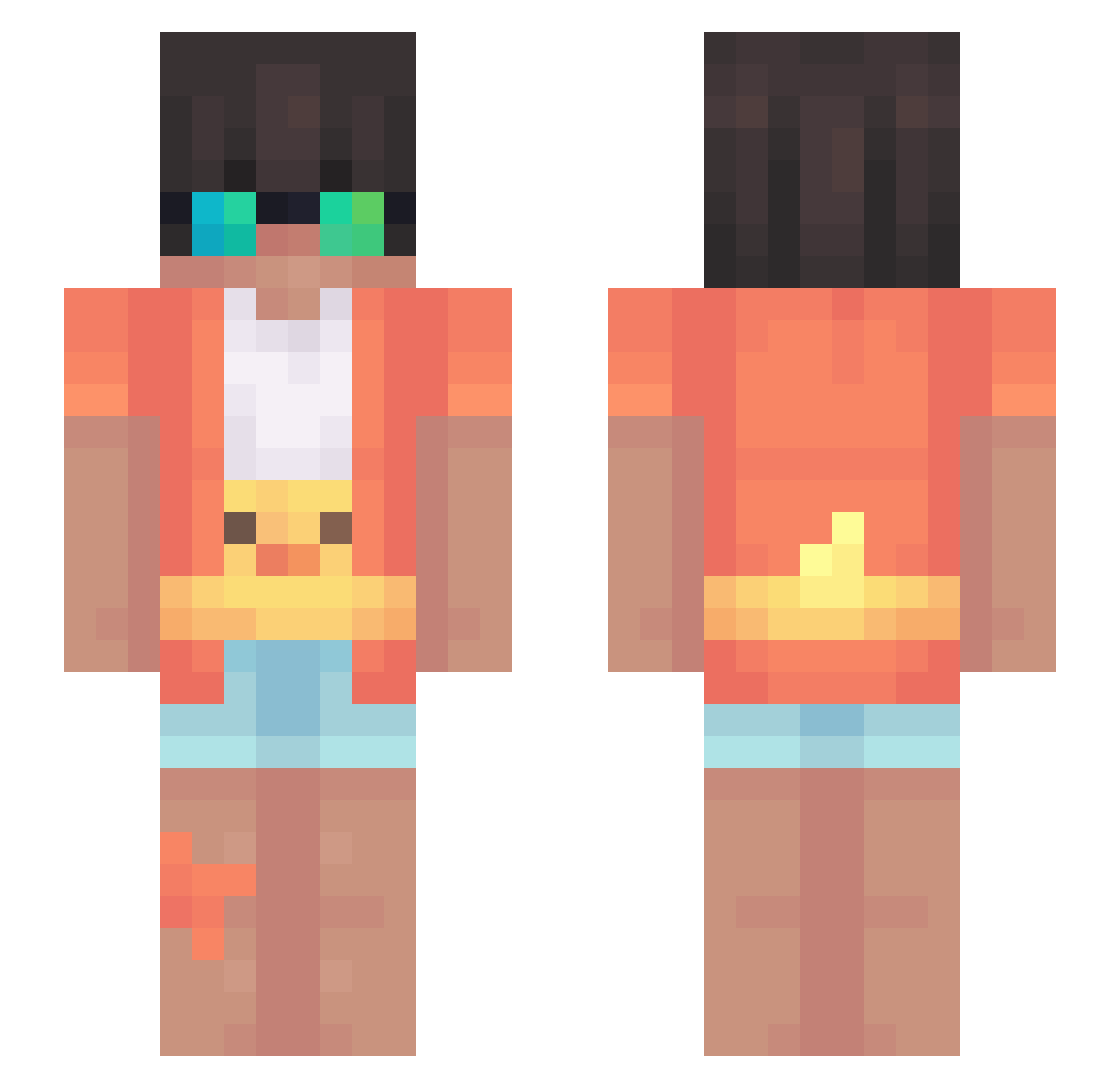 Coterie Minecraft skin, front and back view