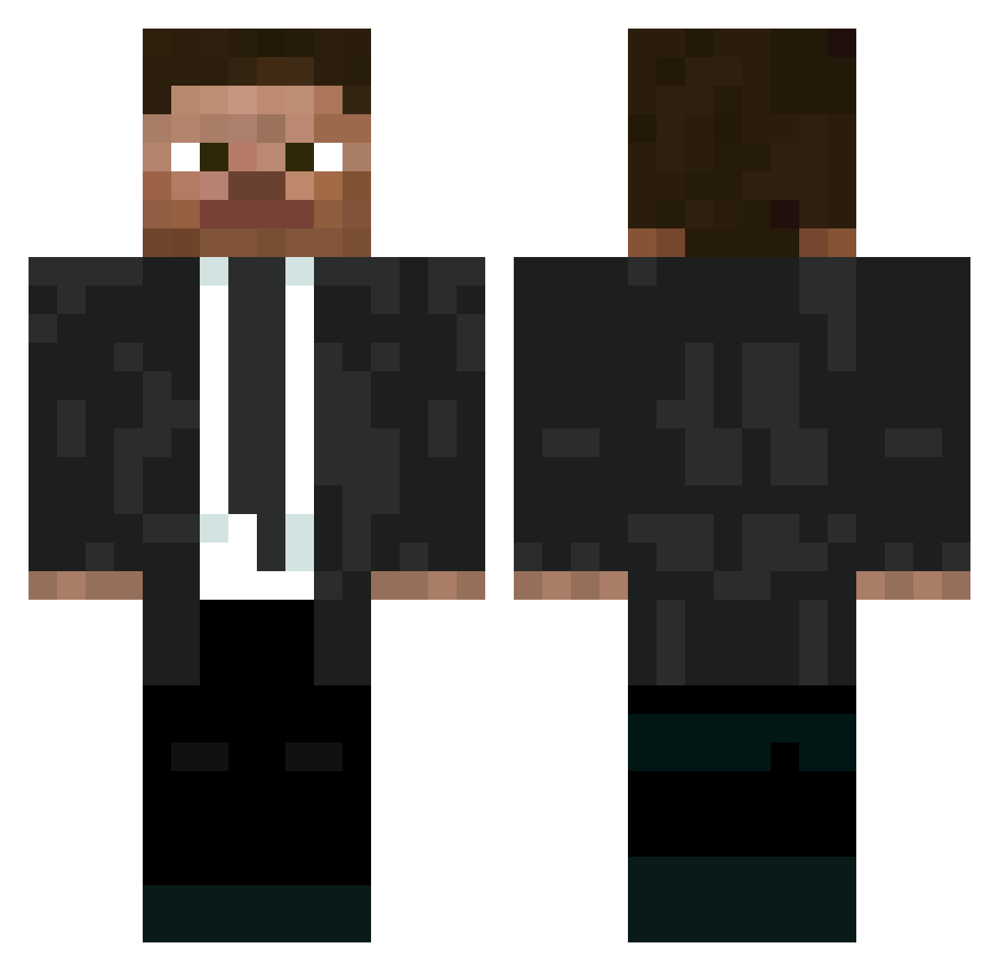 ShouXt Minecraft skin, front and back view