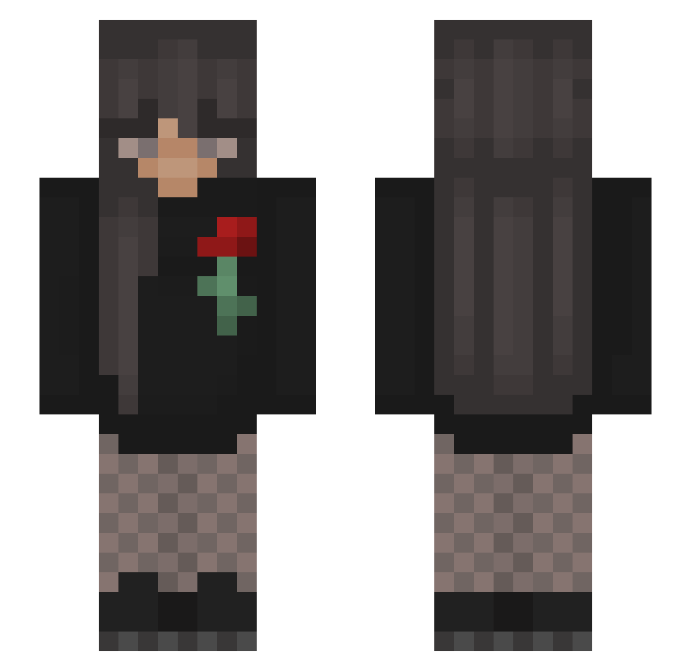 red40maxxing Minecraft skin, front and back view