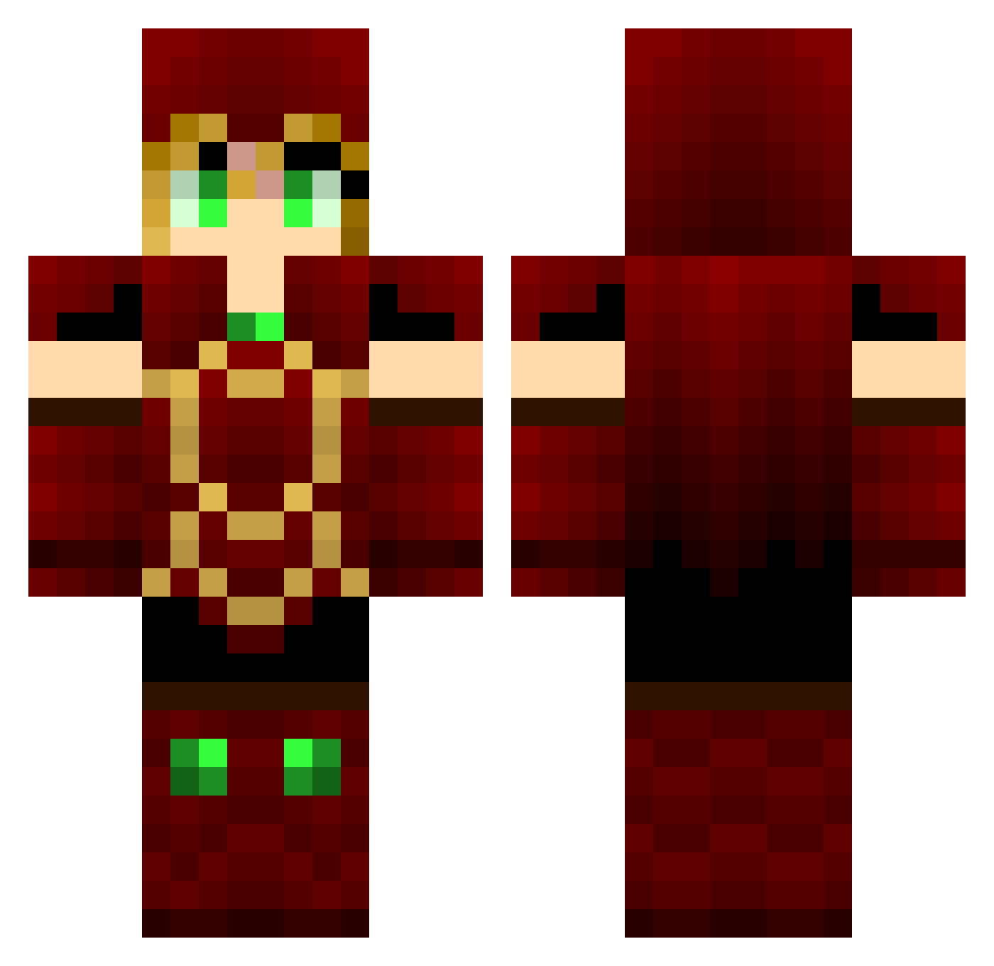 Maloum Minecraft skin, front and back view