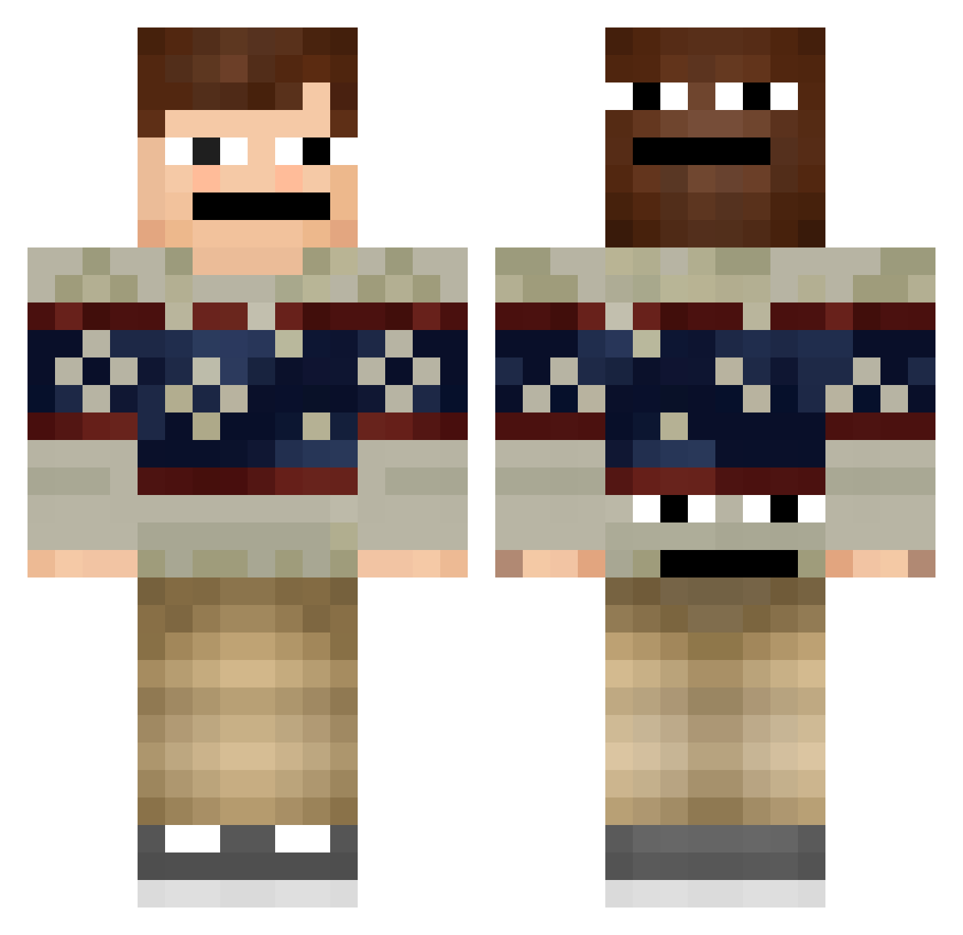 Pvoi Minecraft skin, front and back view