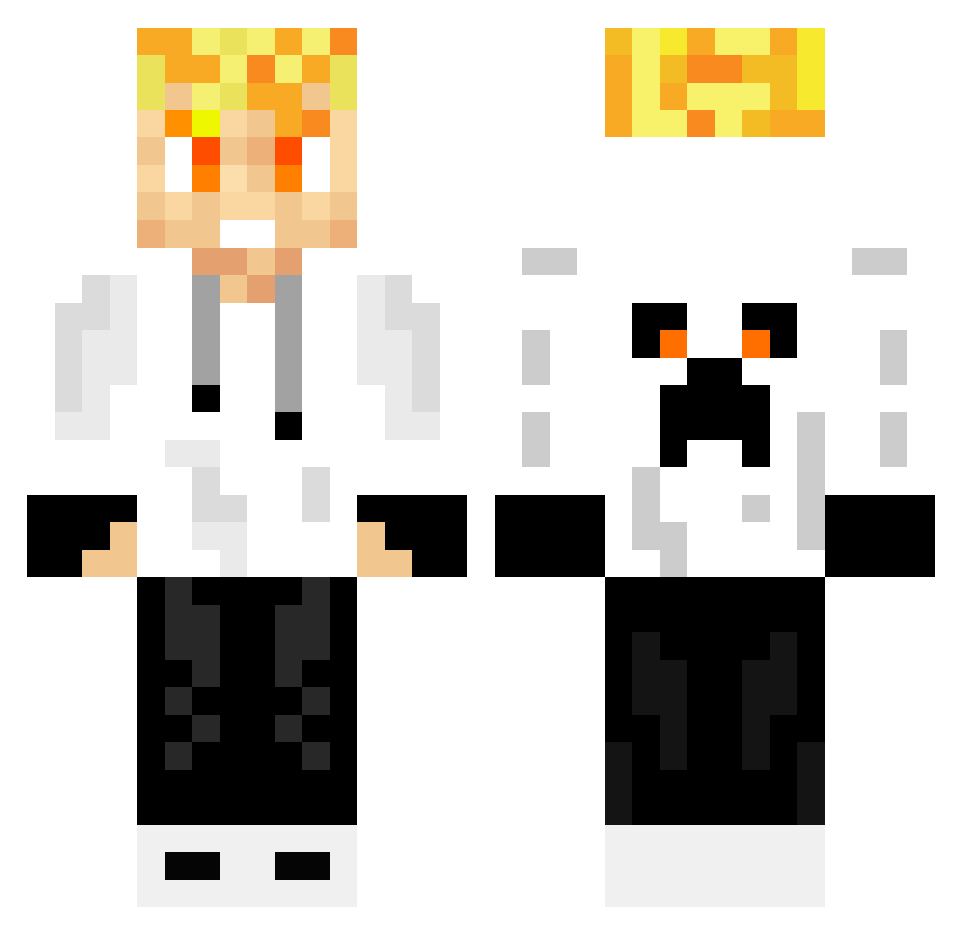 yeiki Minecraft skin, front and back view