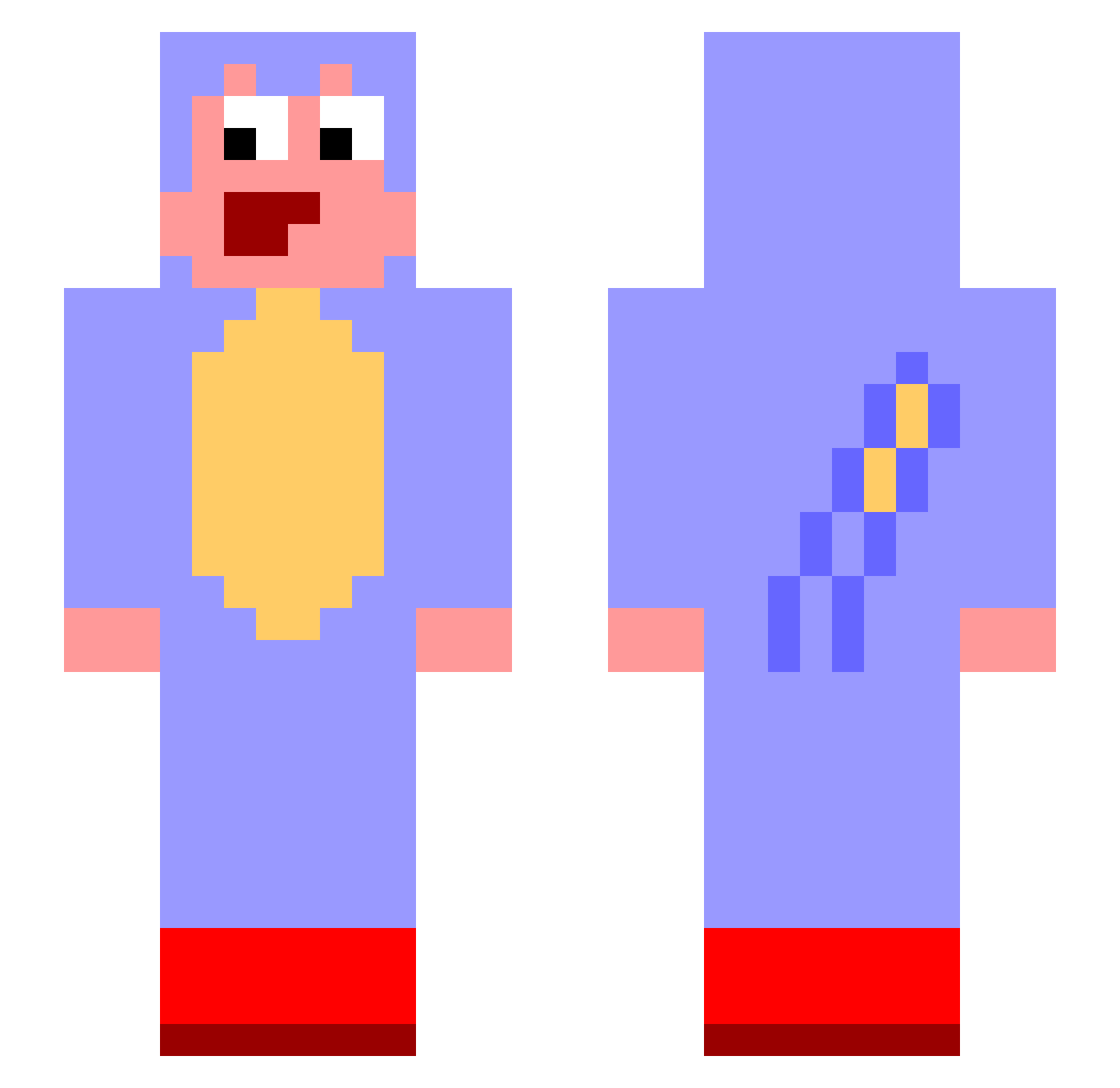 ELZylax Minecraft skin, front and back view