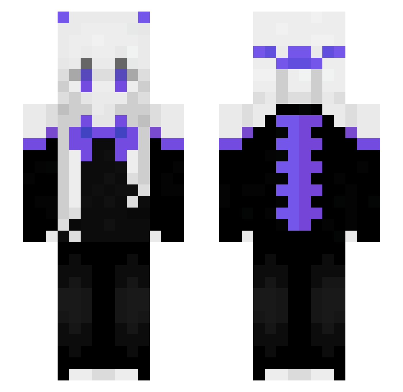 gitch Minecraft skin, front and back view