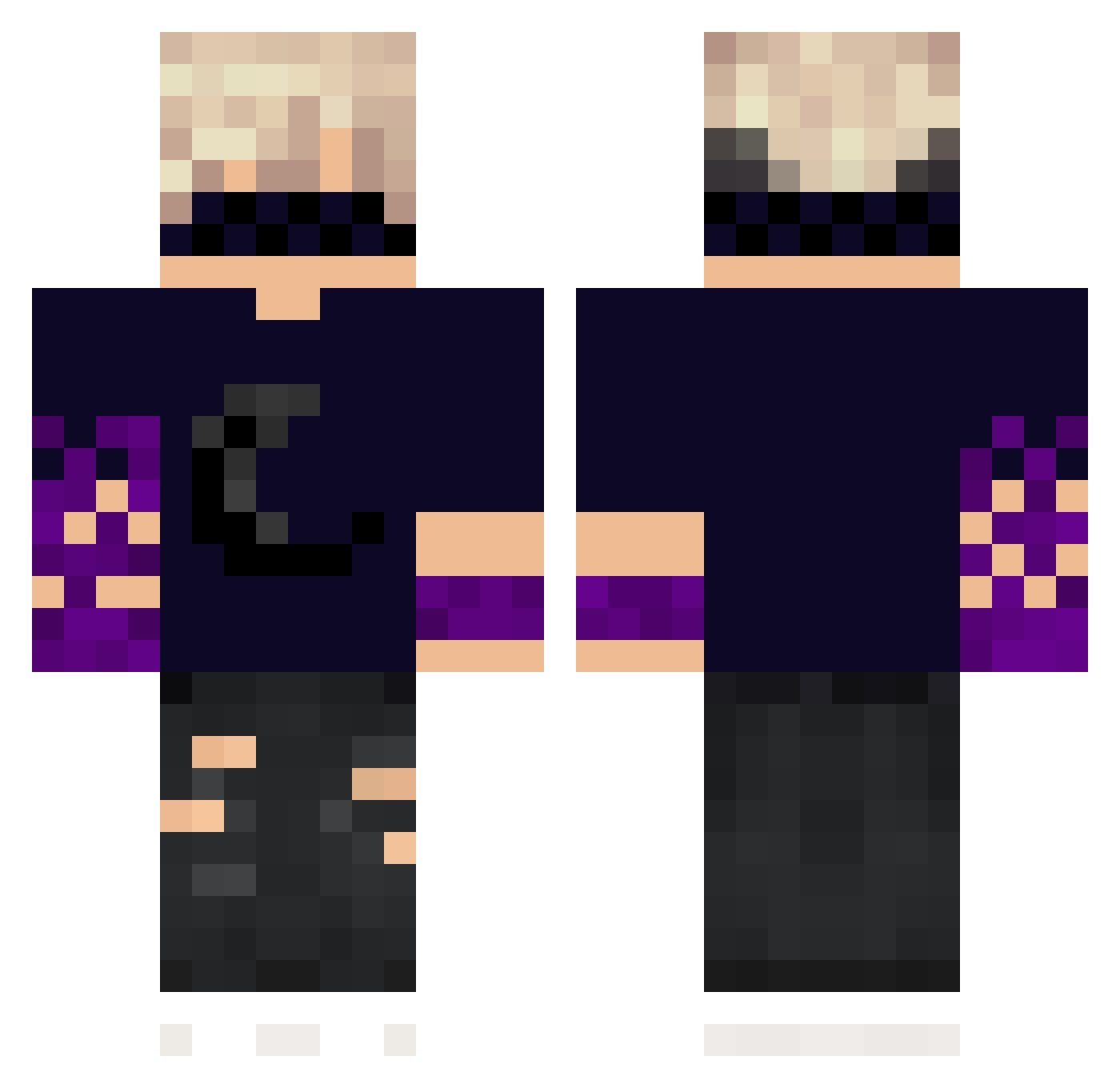 quindom Minecraft skin, front and back view