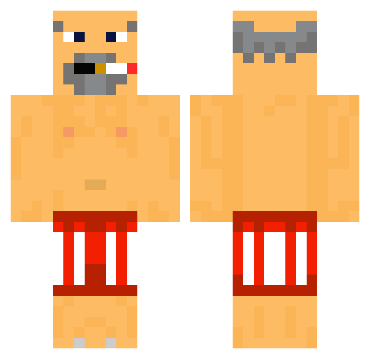 DE1V1D33 Minecraft skin, front and back view
