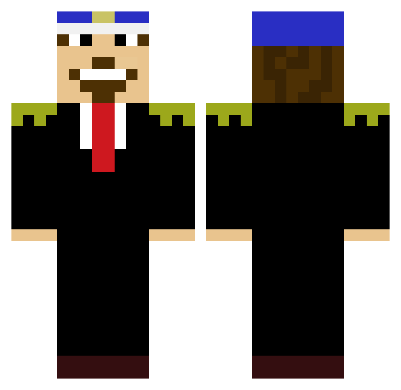 StingerSteve Minecraft skin, front and back view