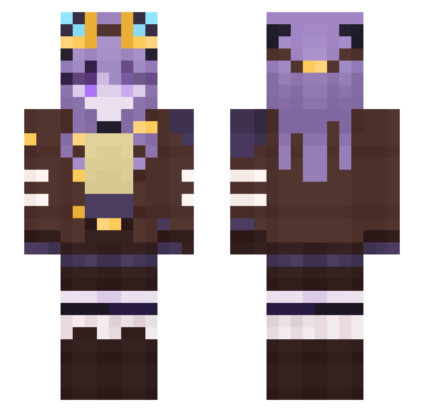 XyZenn3 Minecraft skin, front and back view