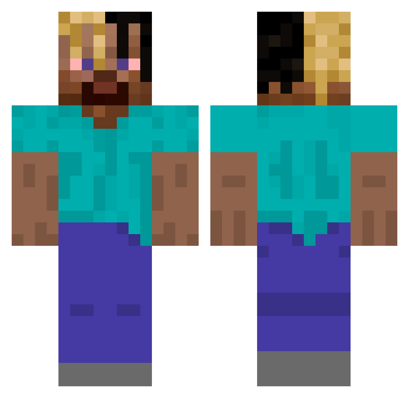 LiXingke Minecraft skin, front and back view