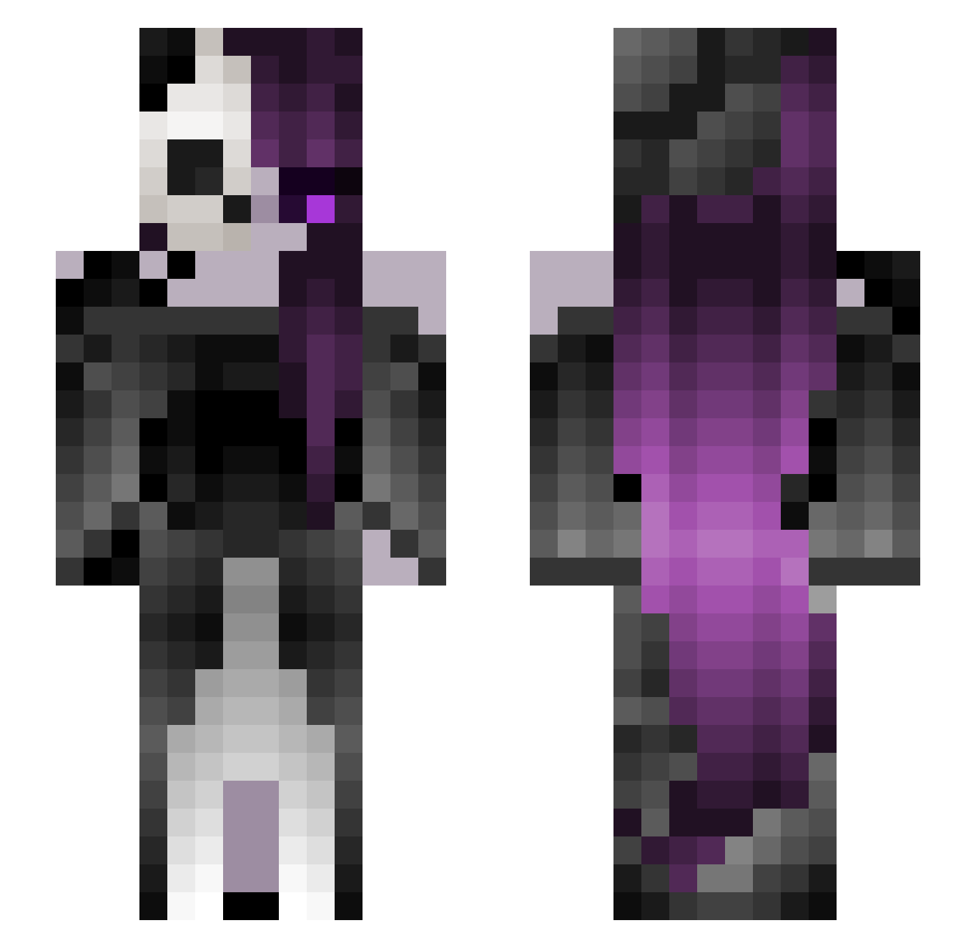 Moonxxz Minecraft skin, front and back view