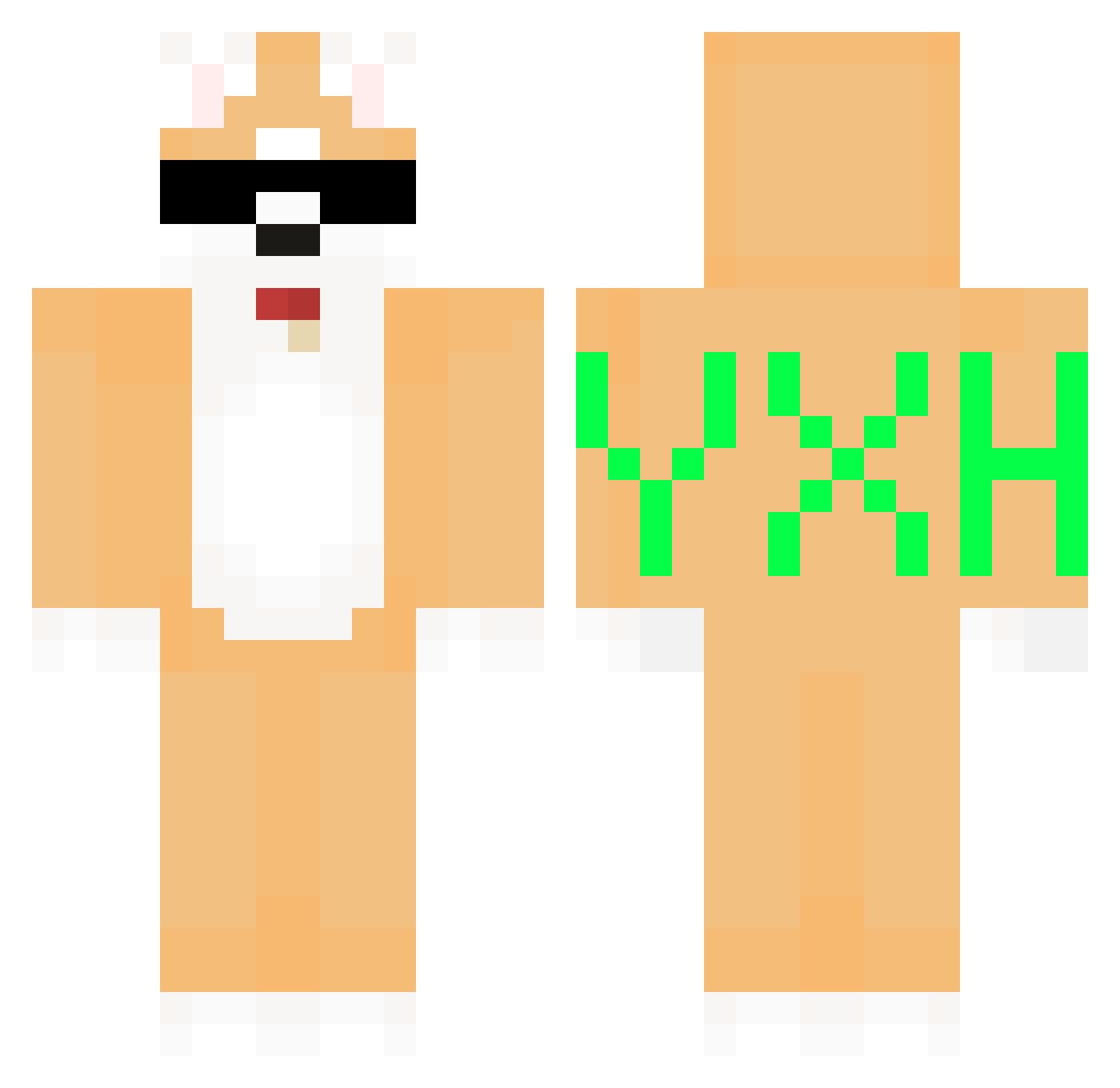 ZedKahh Minecraft skin, front and back view