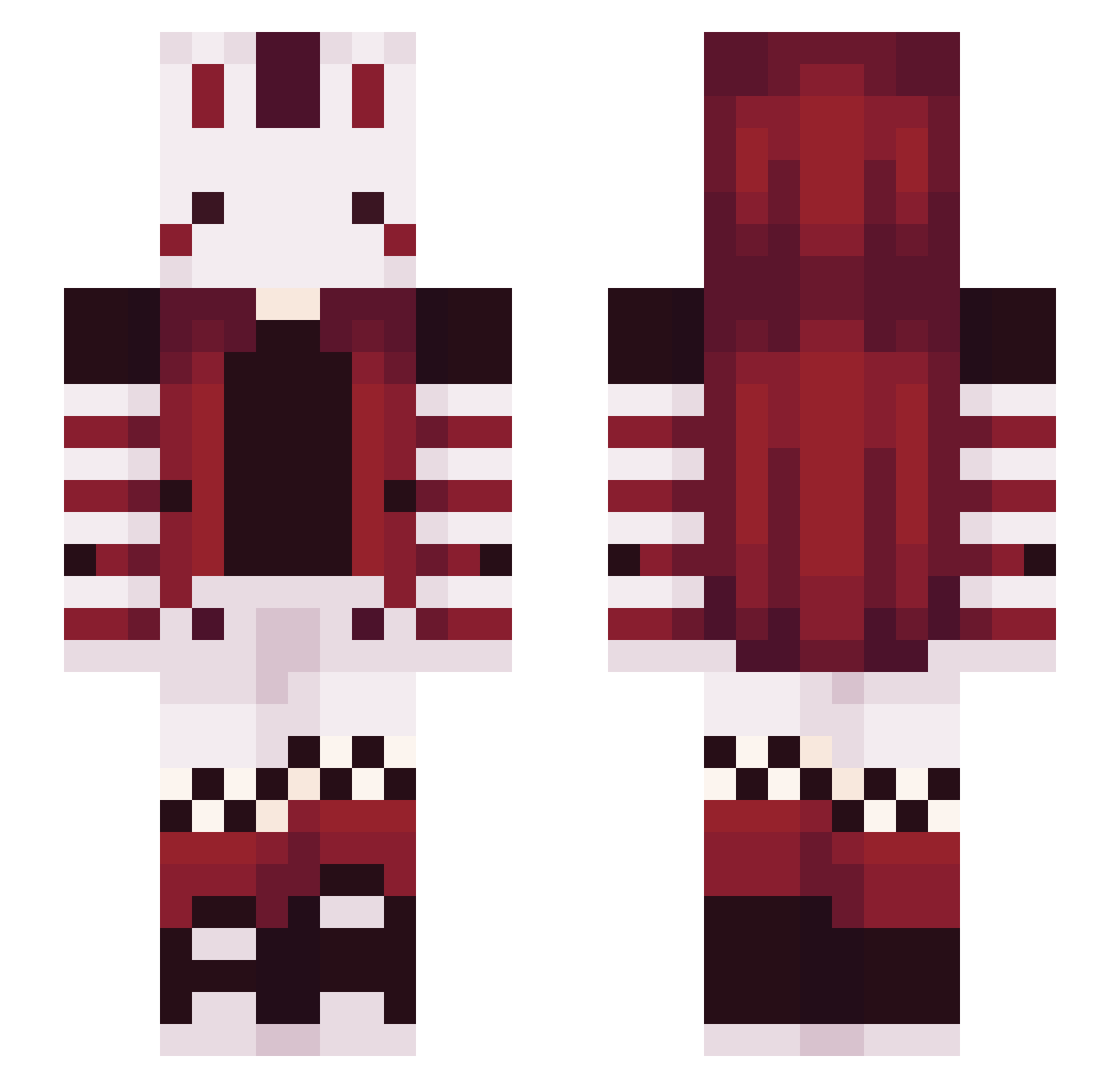 mirmaycry Minecraft skin, front and back view