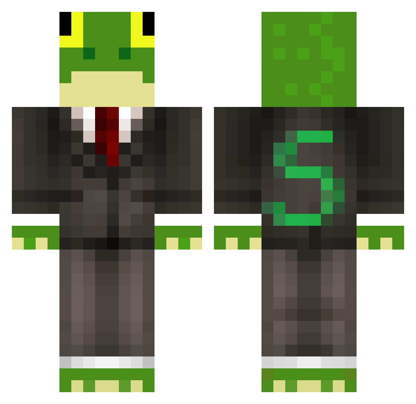 Swattle Minecraft skin, front and back view