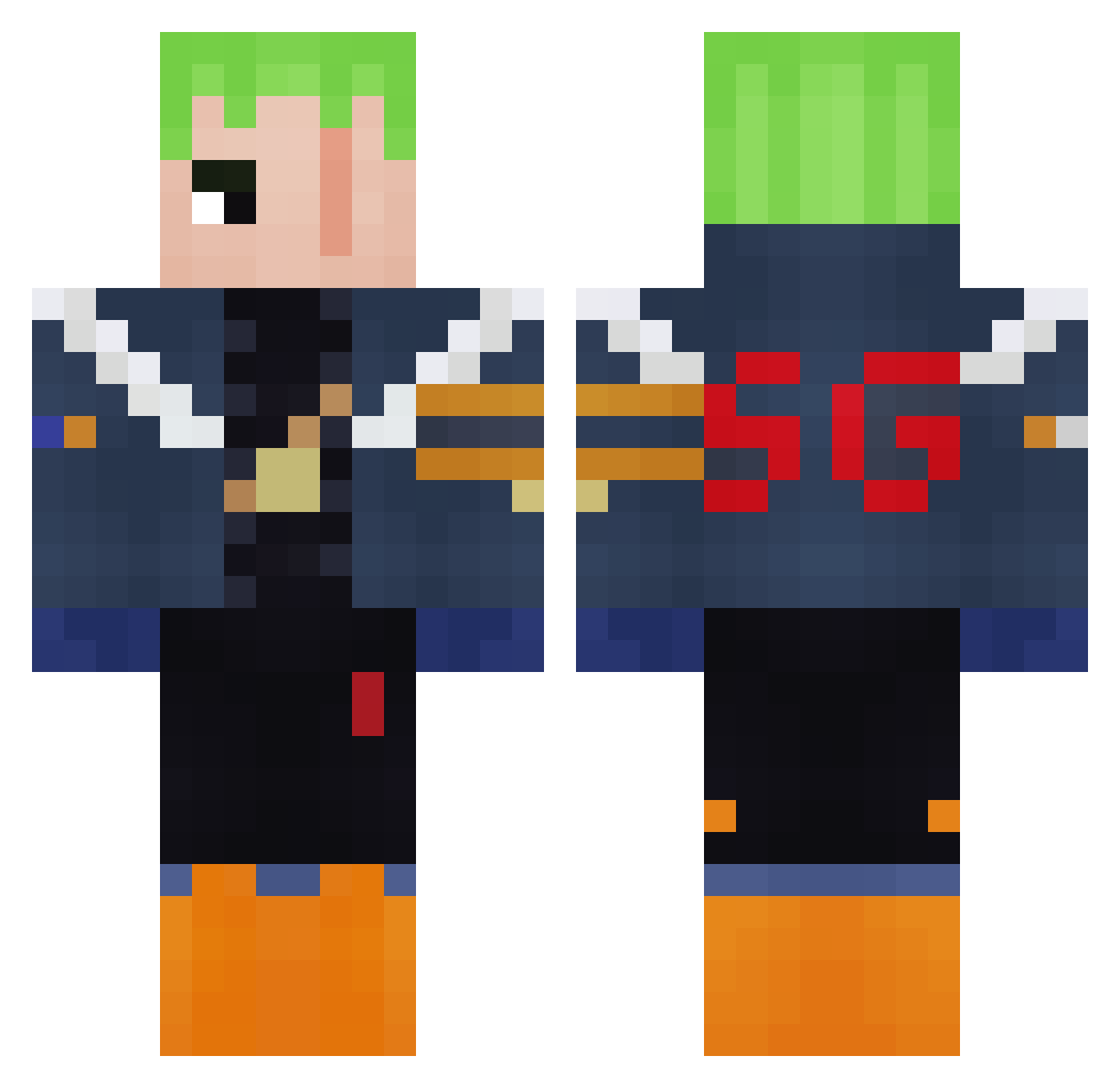 unknownx01 Minecraft skin, front and back view