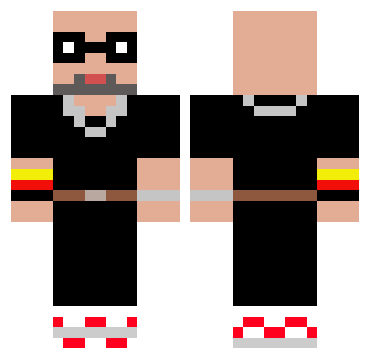 xKorky Minecraft skin, front and back view