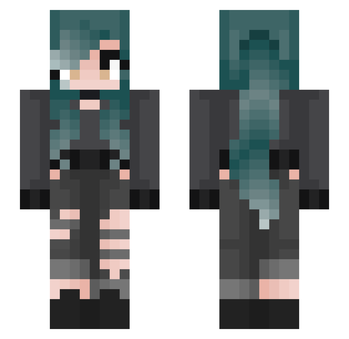 MsWitchDoc Minecraft skin, front and back view
