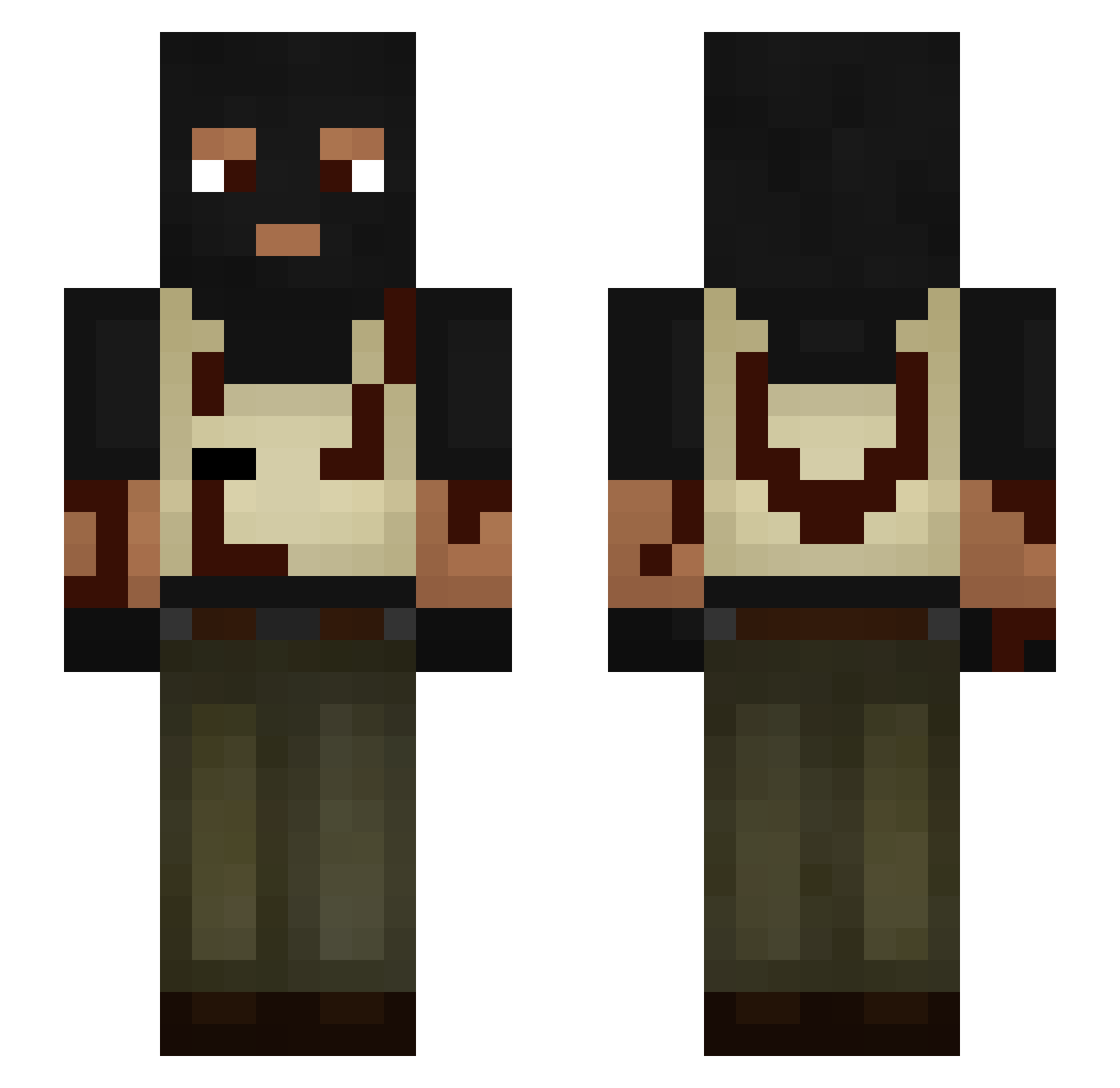 manifestative Minecraft skin, front and back view