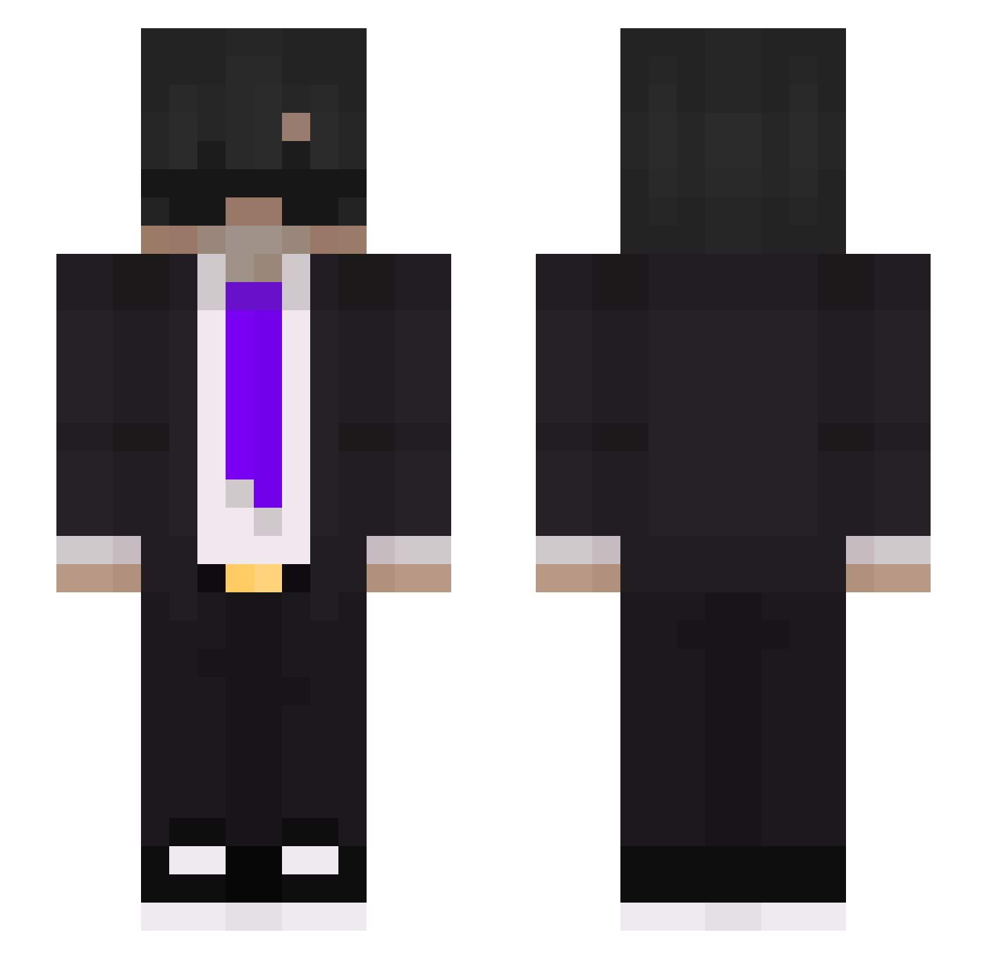 Clumsius Minecraft skin, front and back view