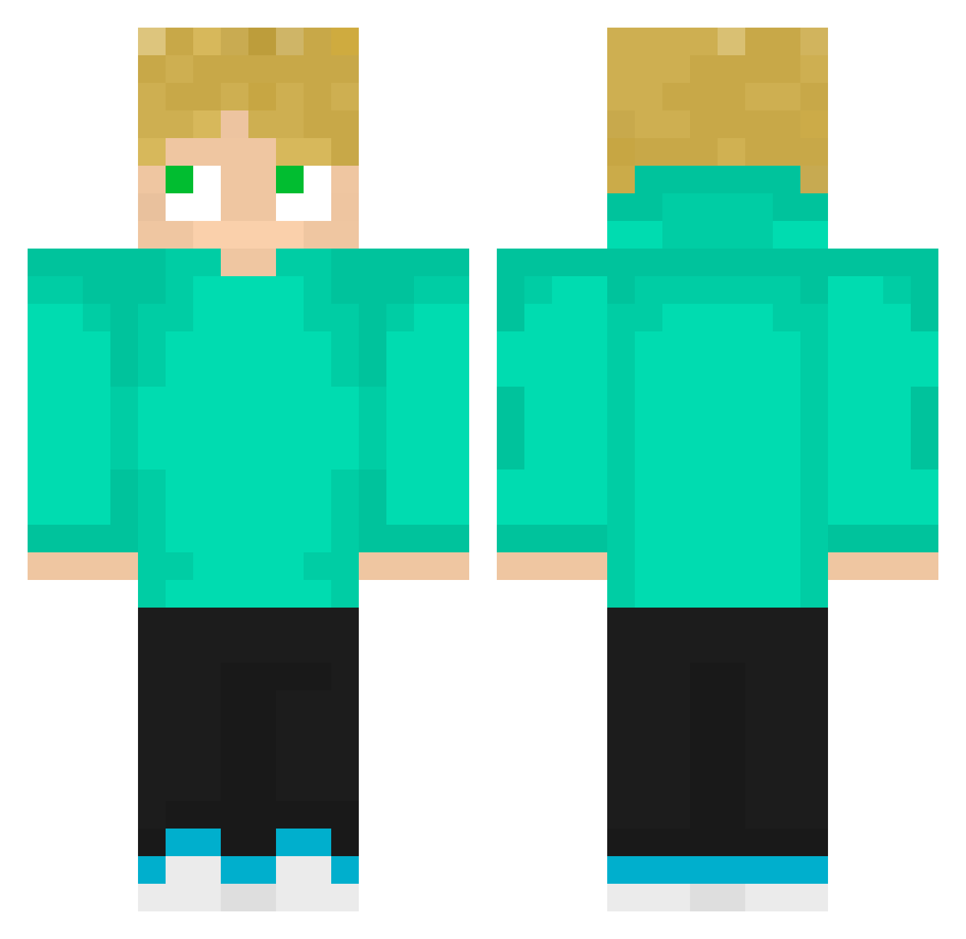 MavikYT Minecraft skin, front and back view