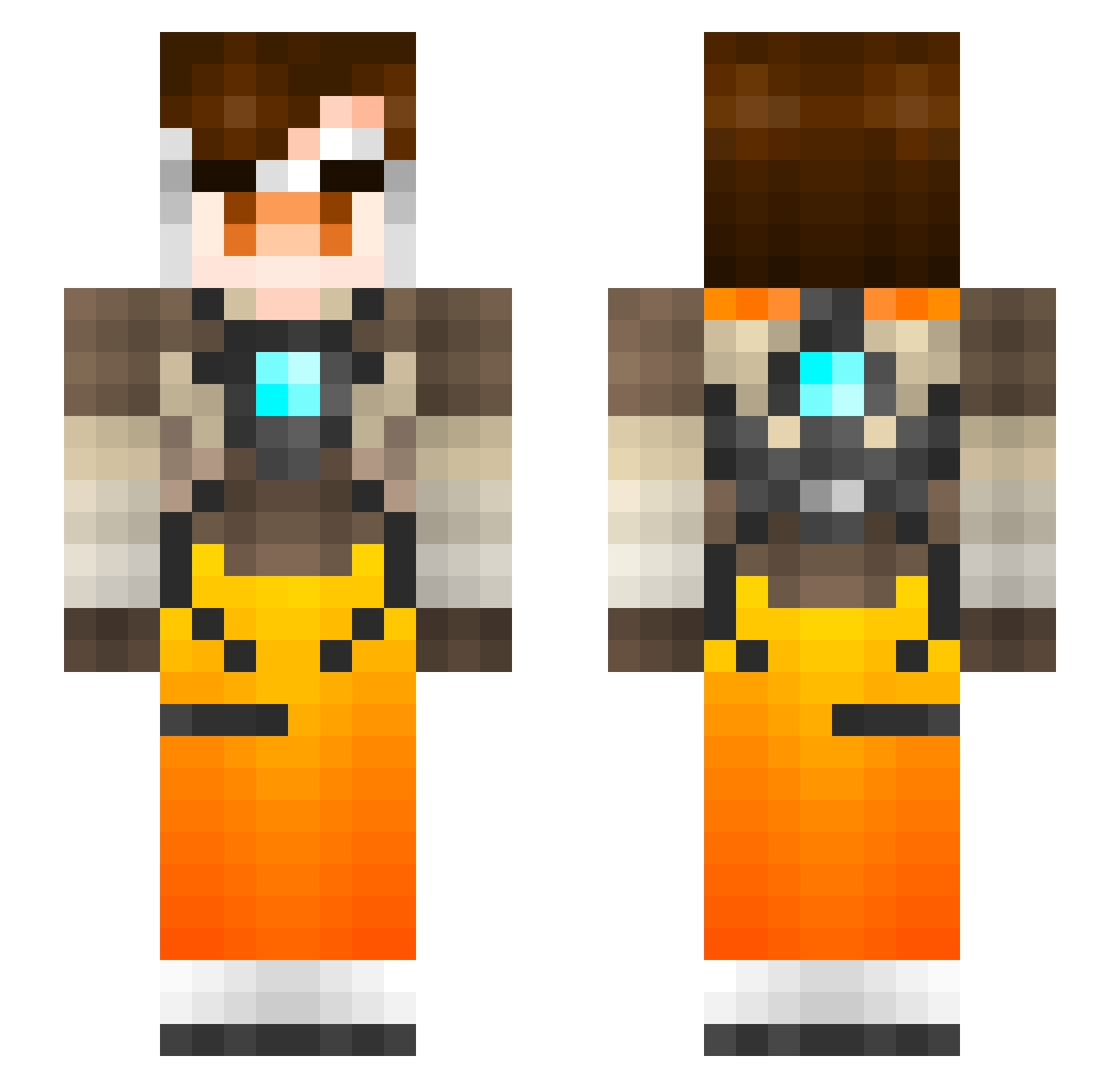 broomsticks Minecraft skin, front and back view