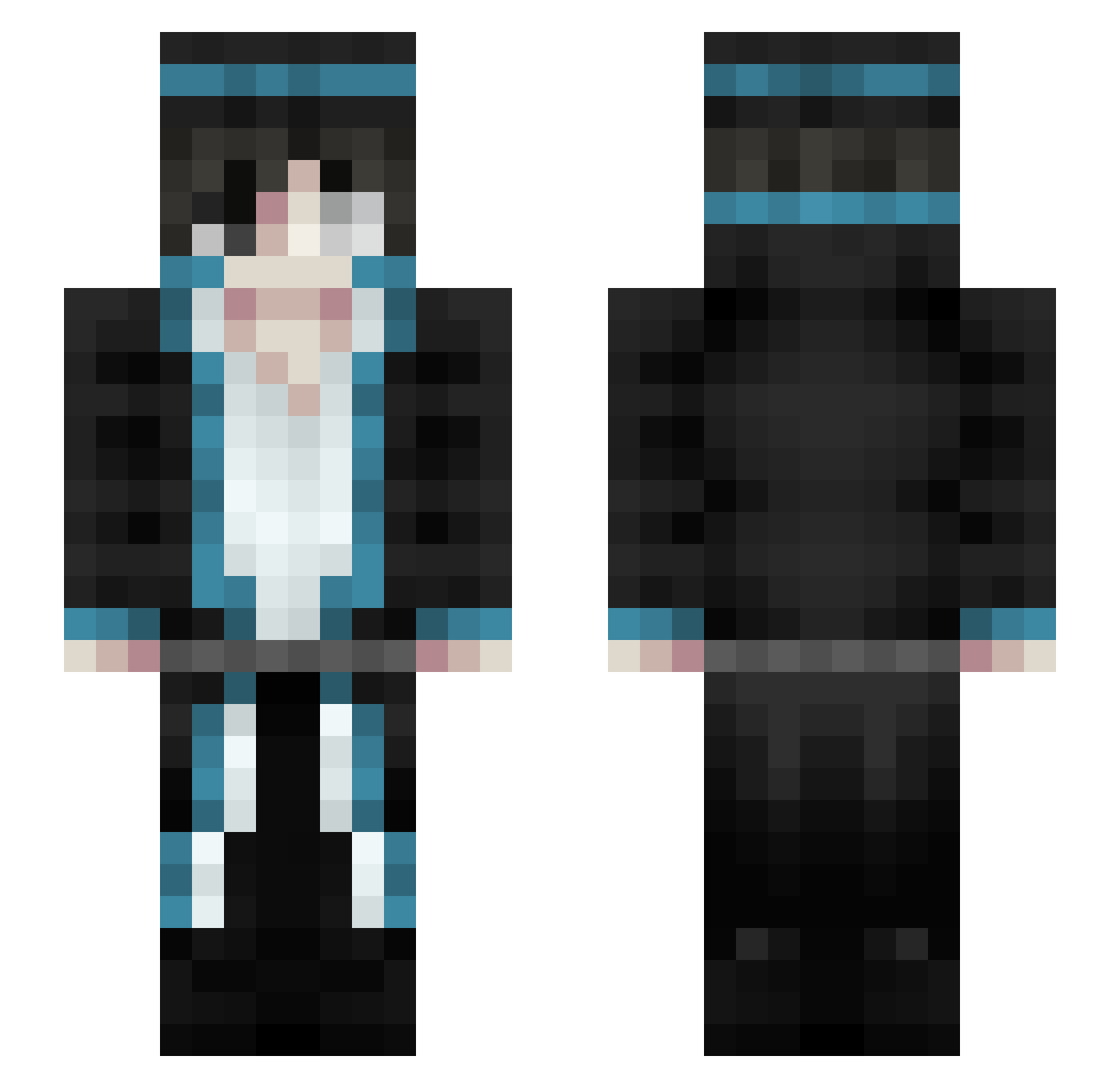 Sisymus Minecraft skin, front and back view