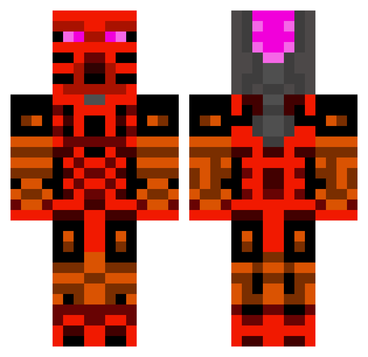 UnSundered Minecraft skin, front and back view