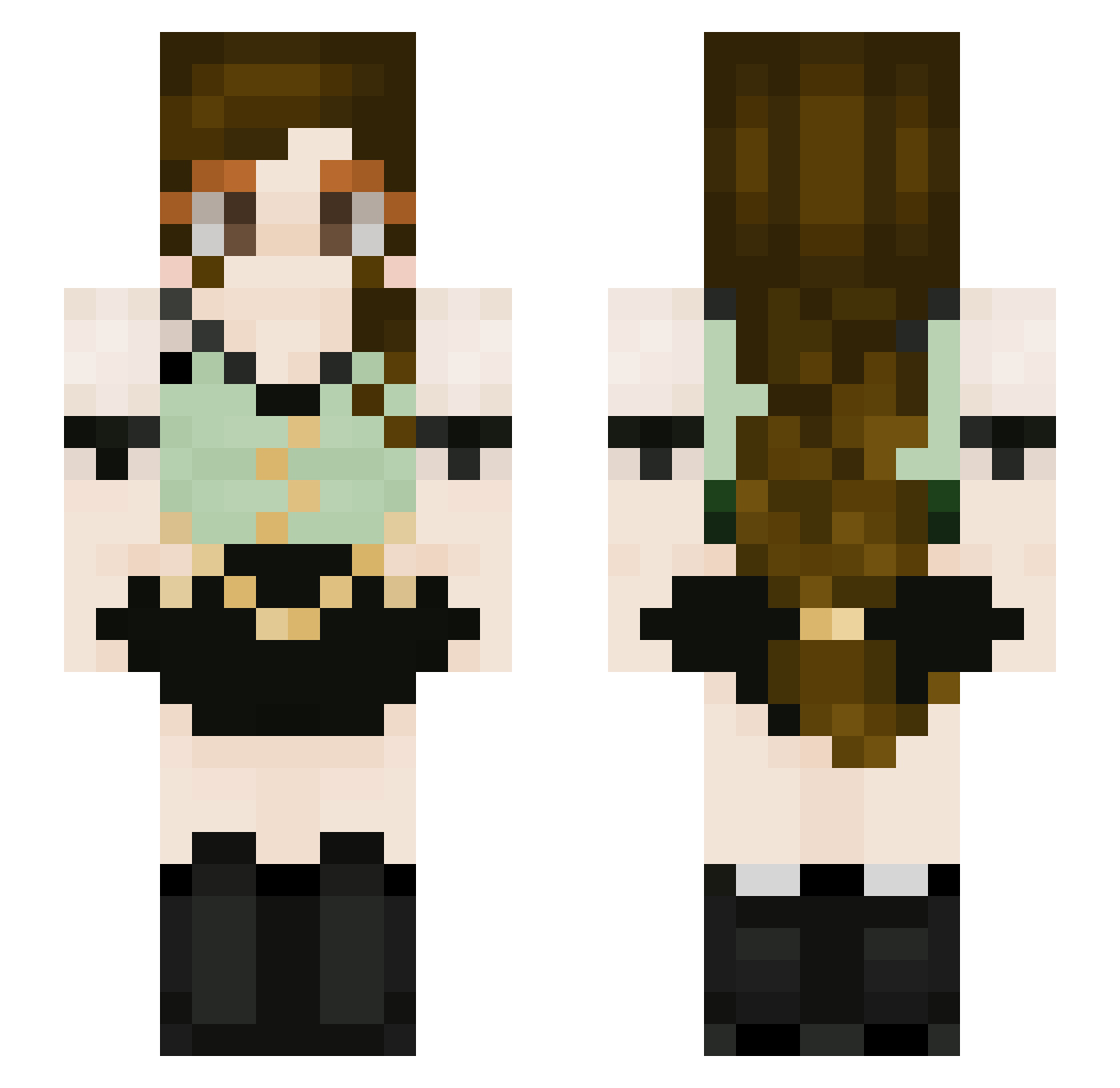 Nattykr Minecraft skin, front and back view