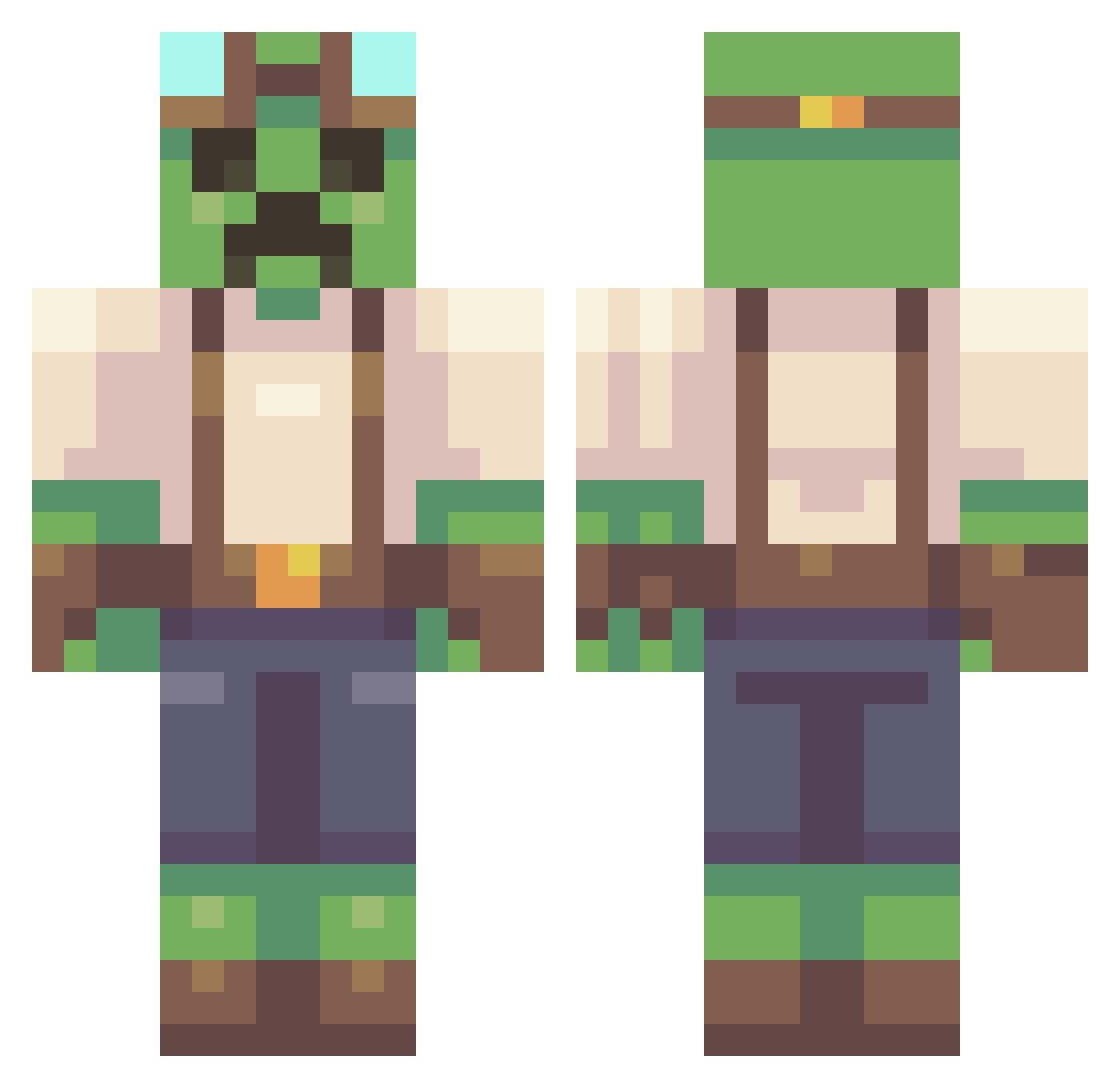 rubinobaby Minecraft skin, front and back view