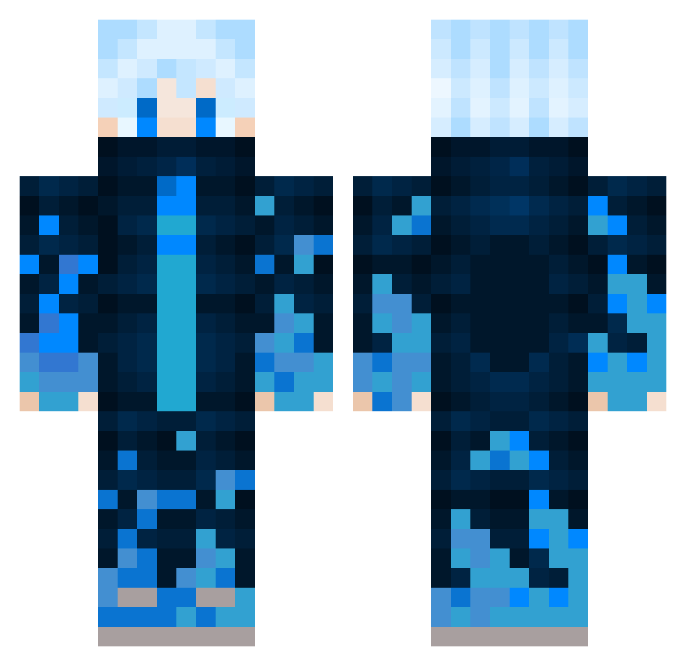 AlphaTrinity Minecraft skin, front and back view