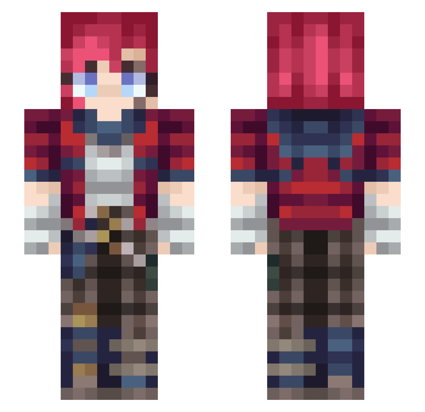 HuniiNut Minecraft skin, front and back view