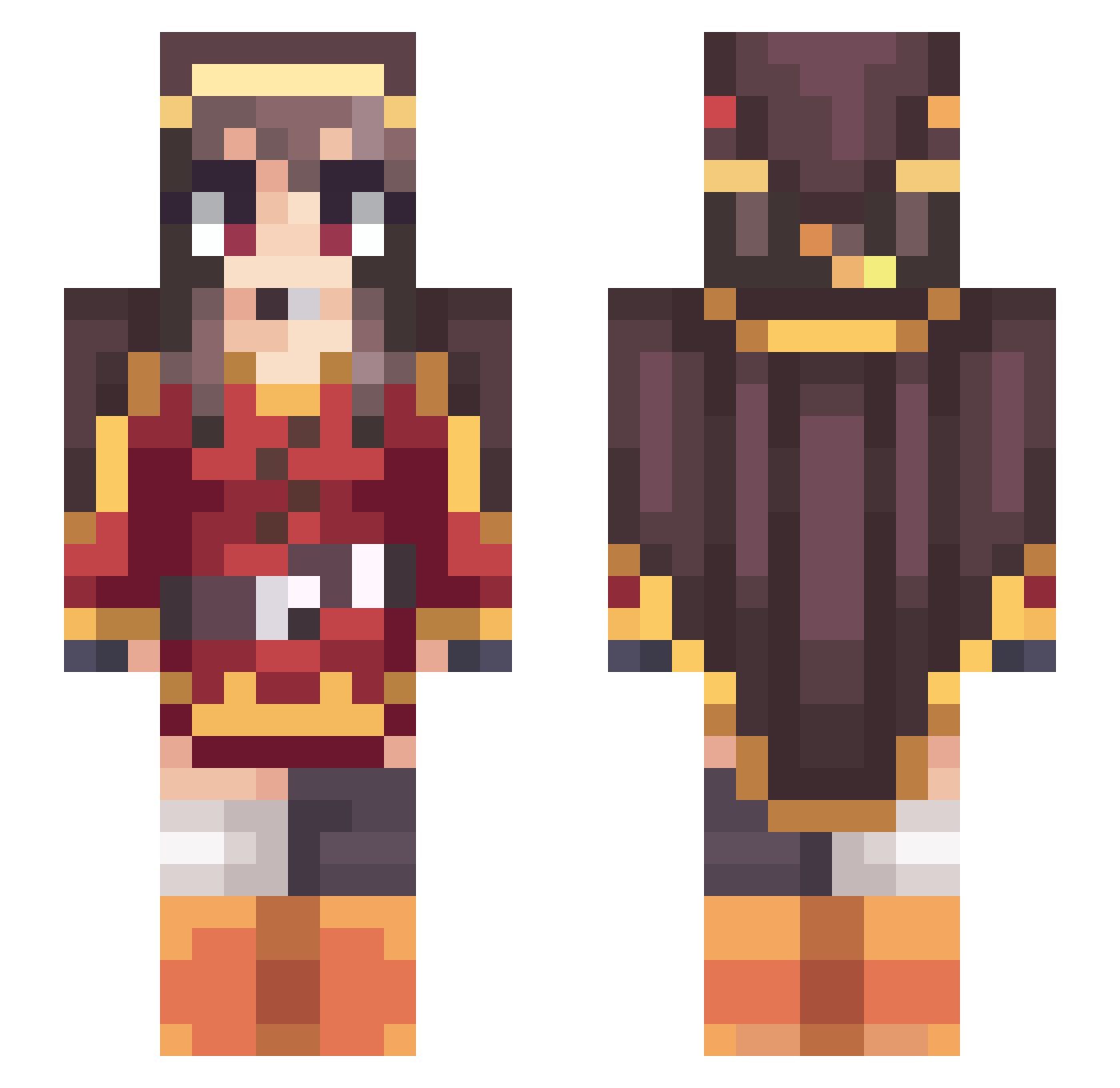 Qp1108 Minecraft skin, front and back view