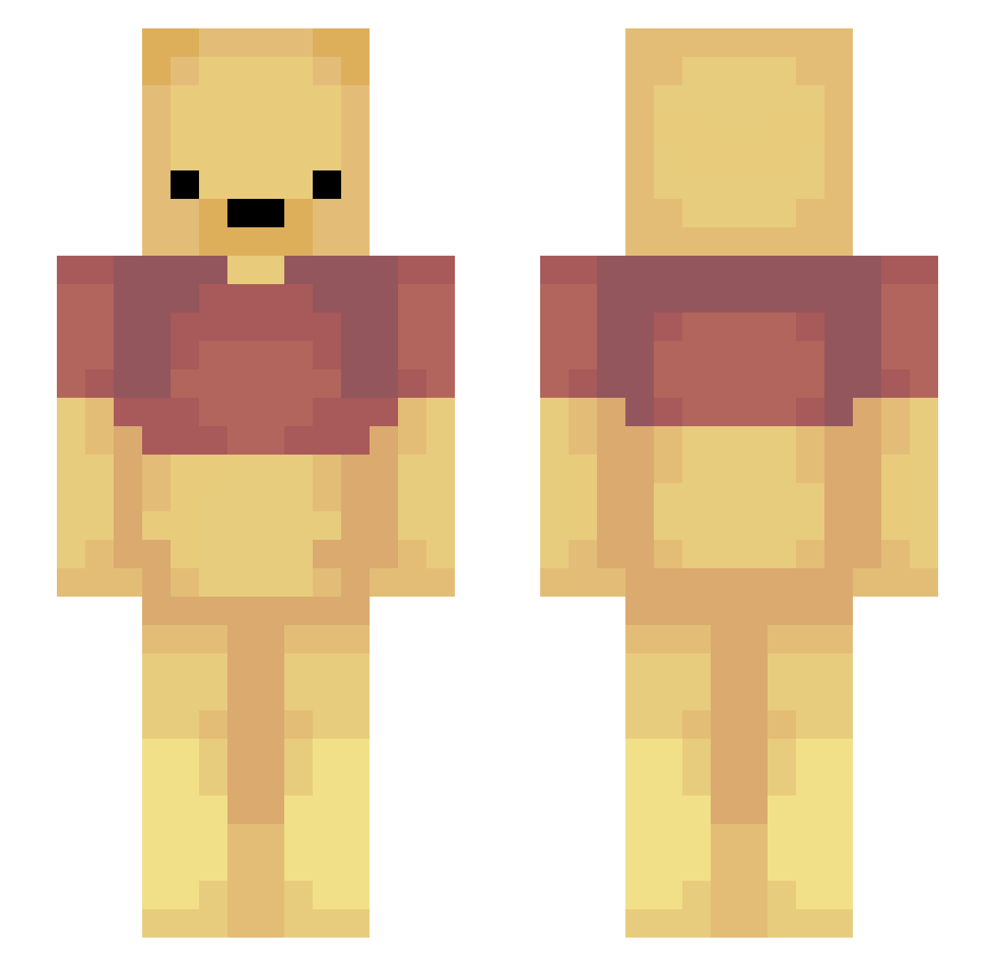 Rejectd Minecraft skin, front and back view