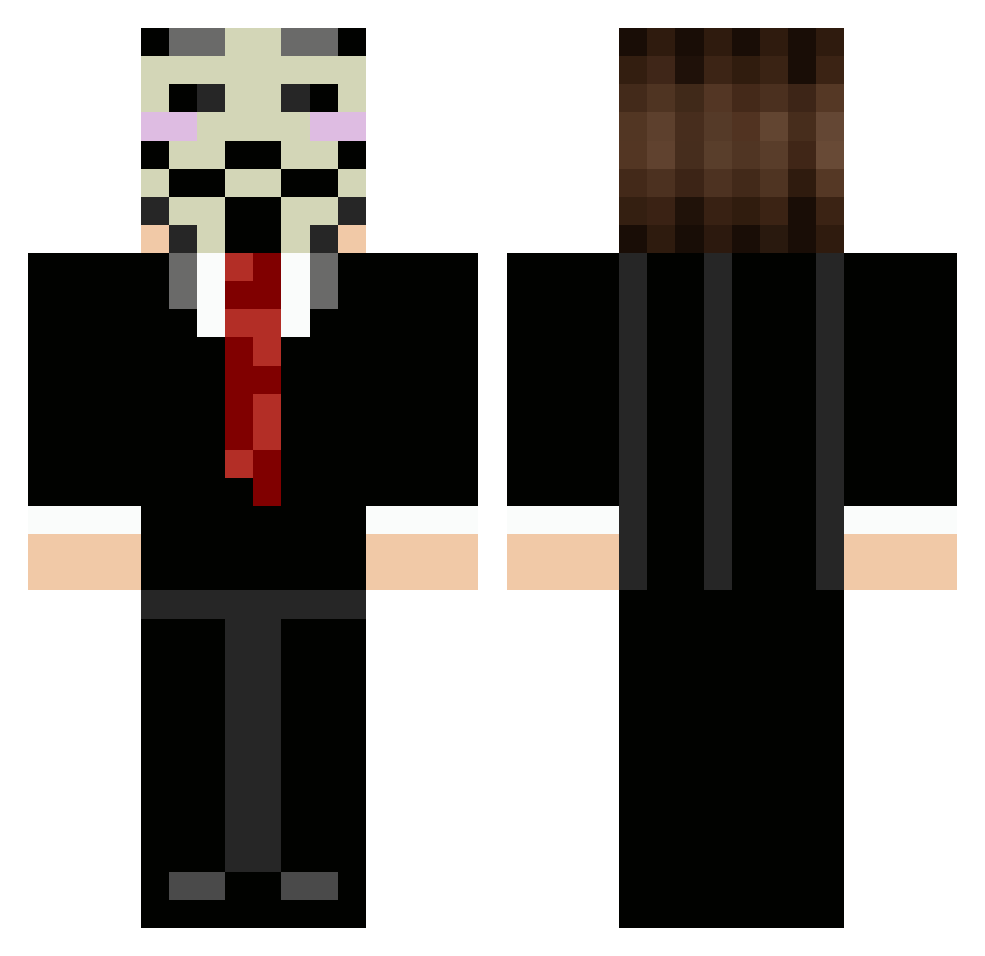 Glidecube Minecraft skin, front and back view