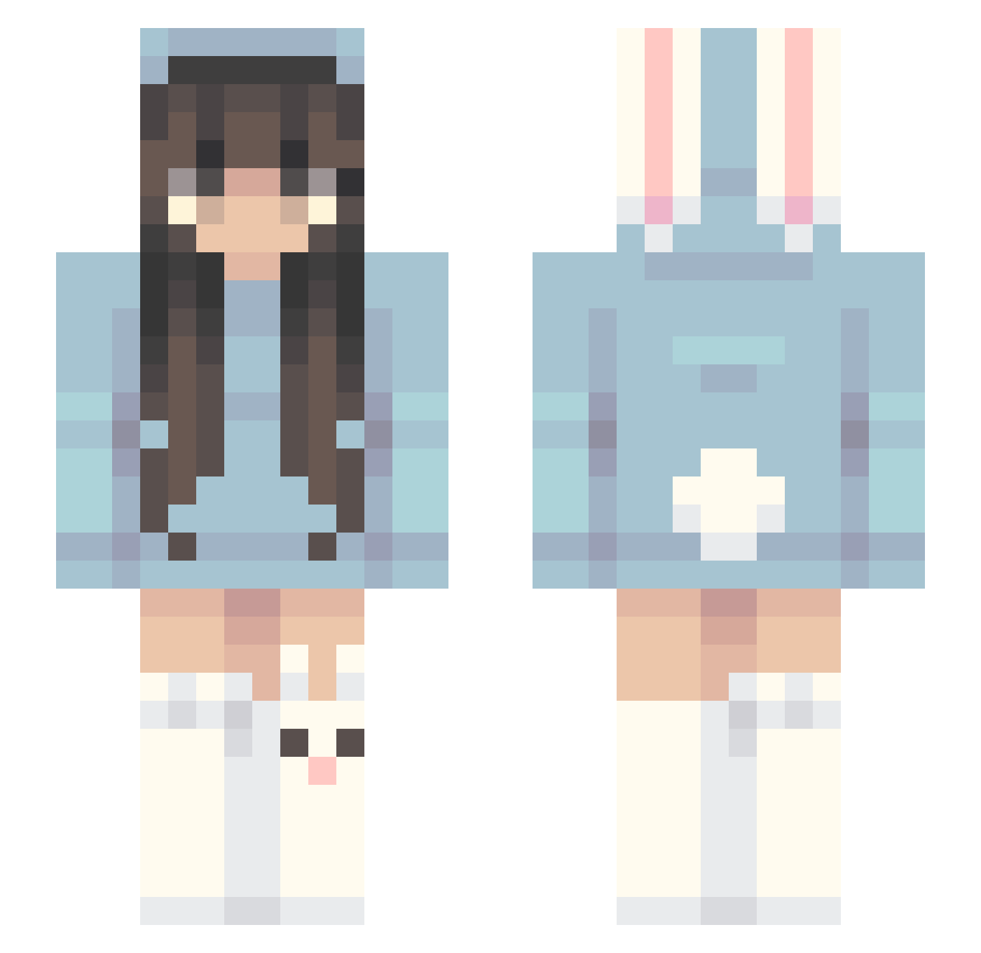 dollvx Minecraft skin, front and back view