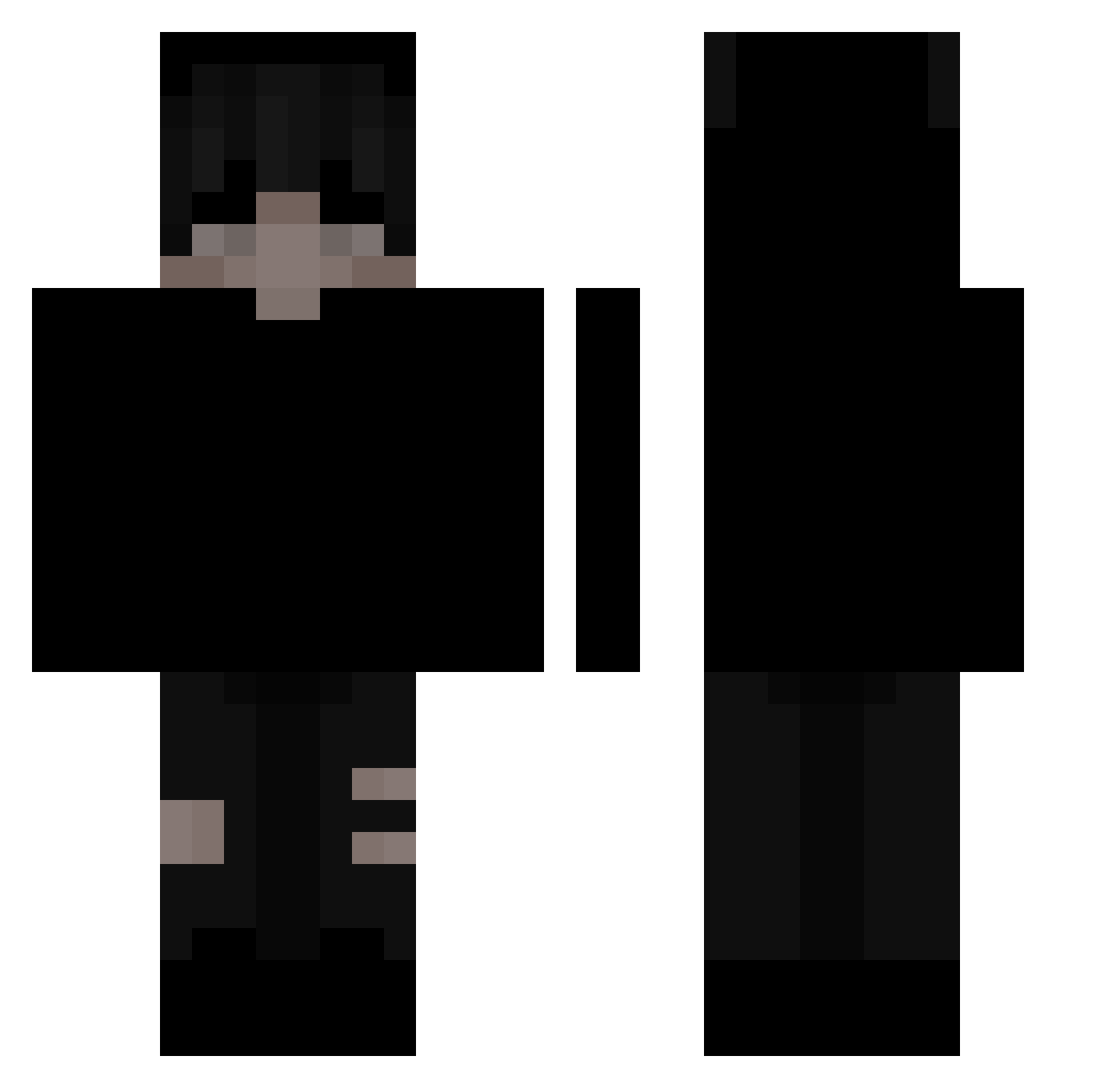 H3ze Minecraft skin, front and back view