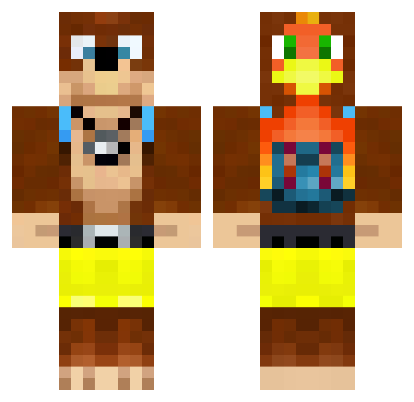 Trilix Minecraft skin, front and back view