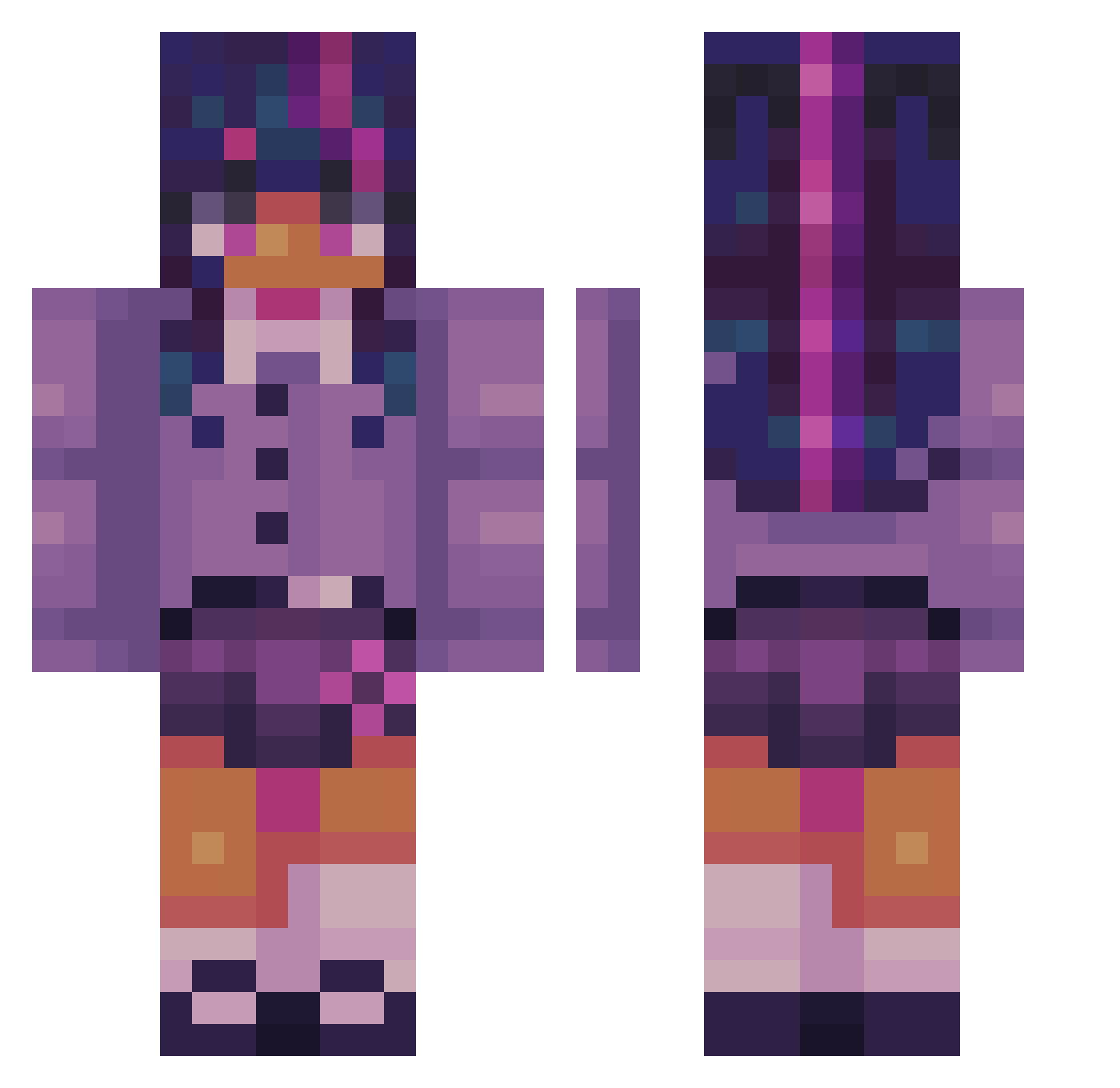 Elibid Minecraft skin, front and back view
