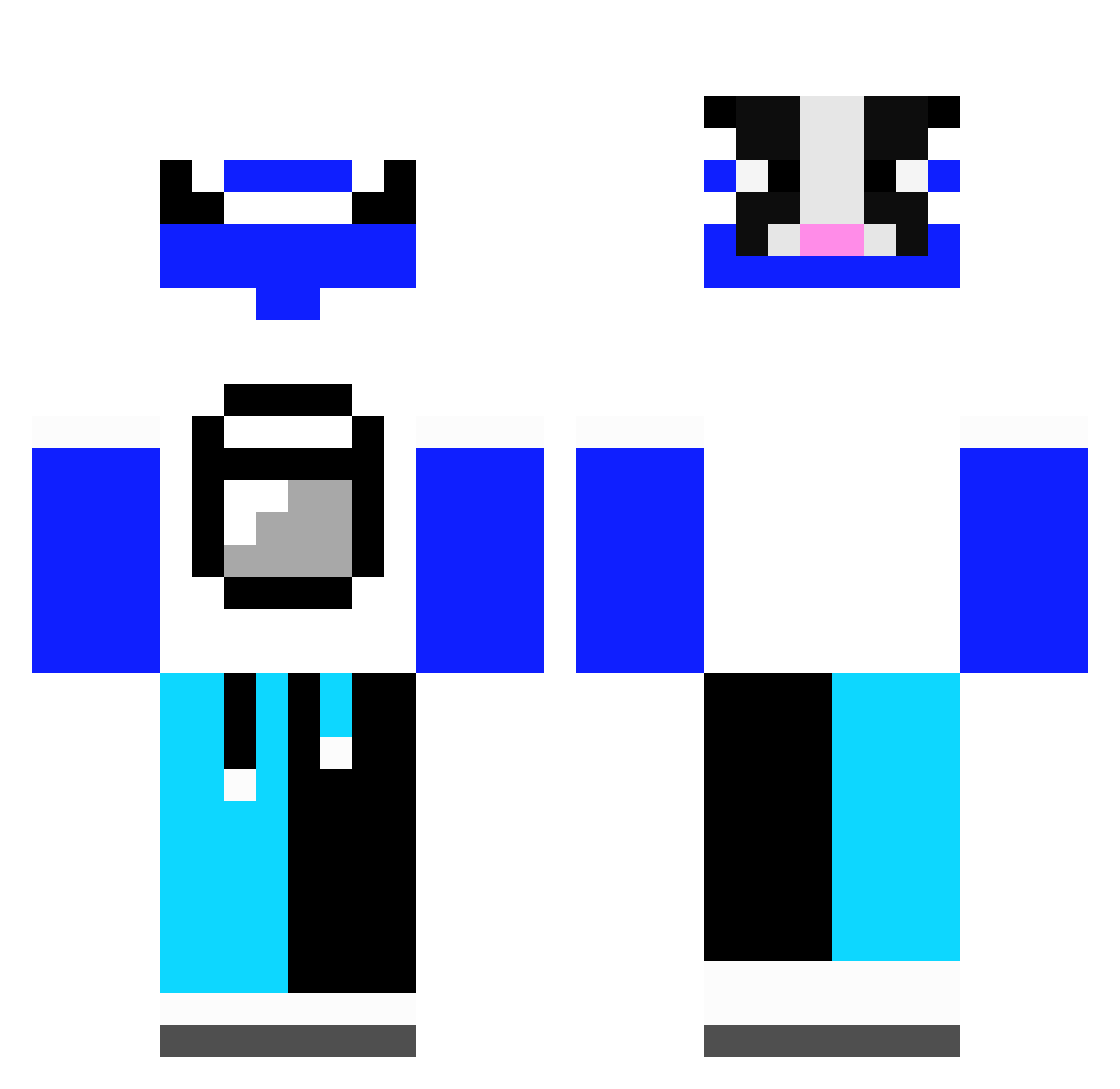 killerhack Minecraft skin, front and back view